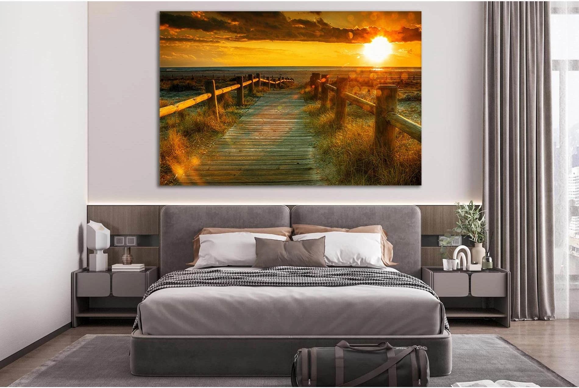Sunset Beach №SL148 Ready to Hang Canvas Print - Zellart Canvas Prints 0new, ALL_Products, Beach Ocean & Waves
