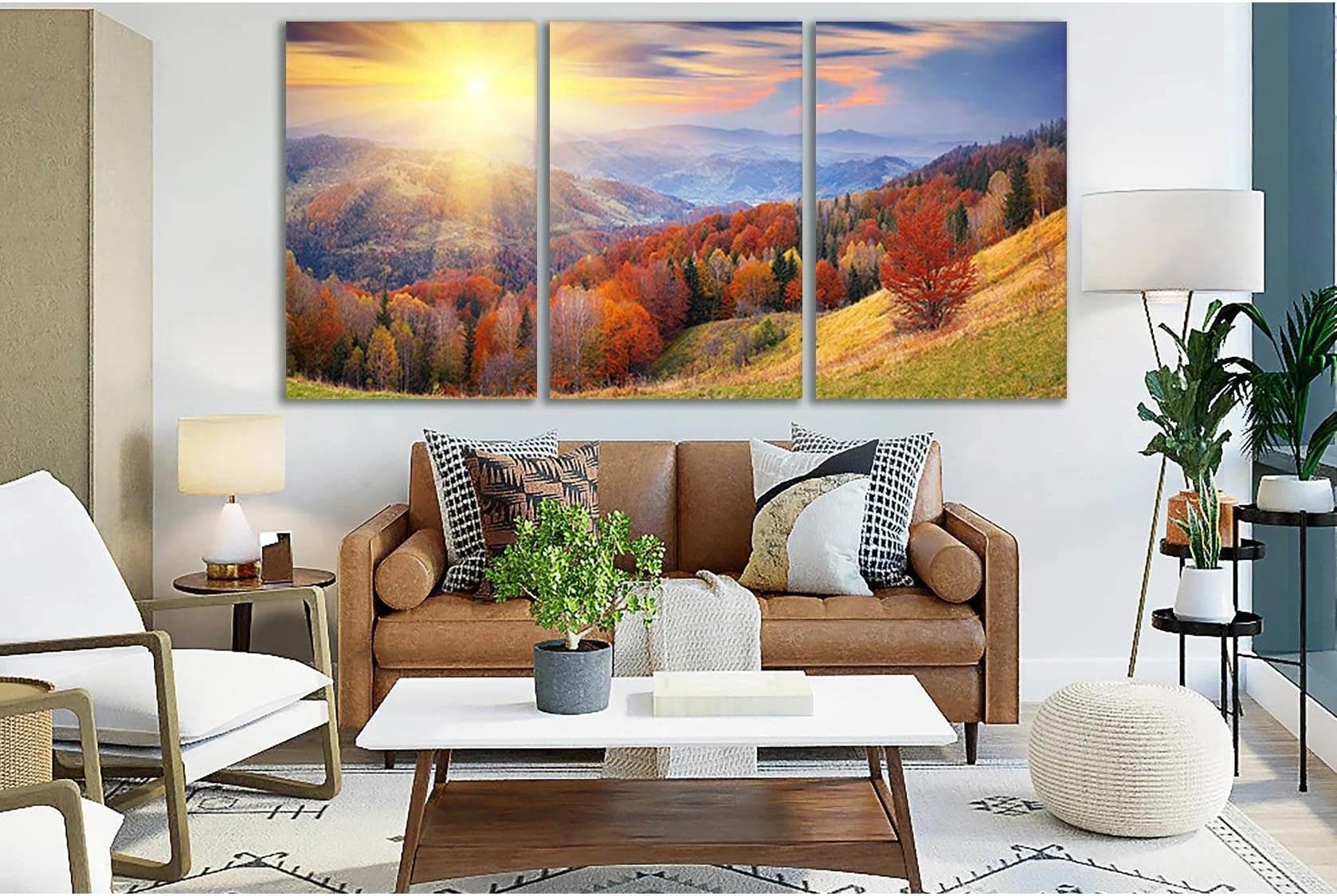Sunset In The Autumn Mountains №SL624 Ready to Hang Canvas Print - Zellart Canvas Prints 0new, ALL_Products, Autumn Wall Art