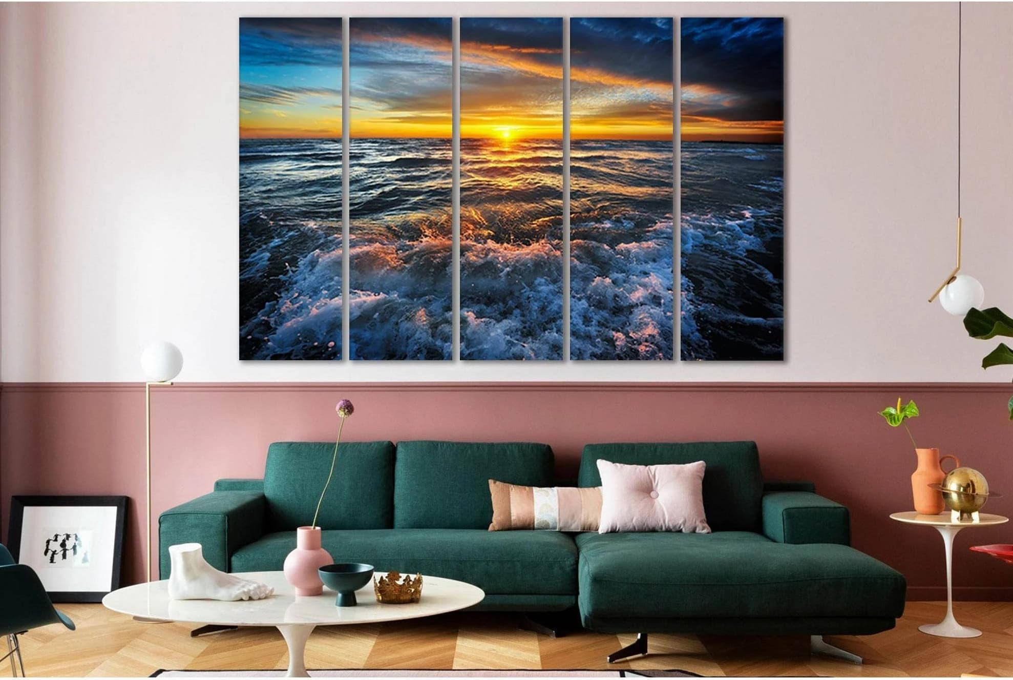 Sunset In The Ocean №SL191 Ready to Hang Canvas Print - Zellart Canvas Prints 0new, ALL_Products, Beach Ocean & Waves