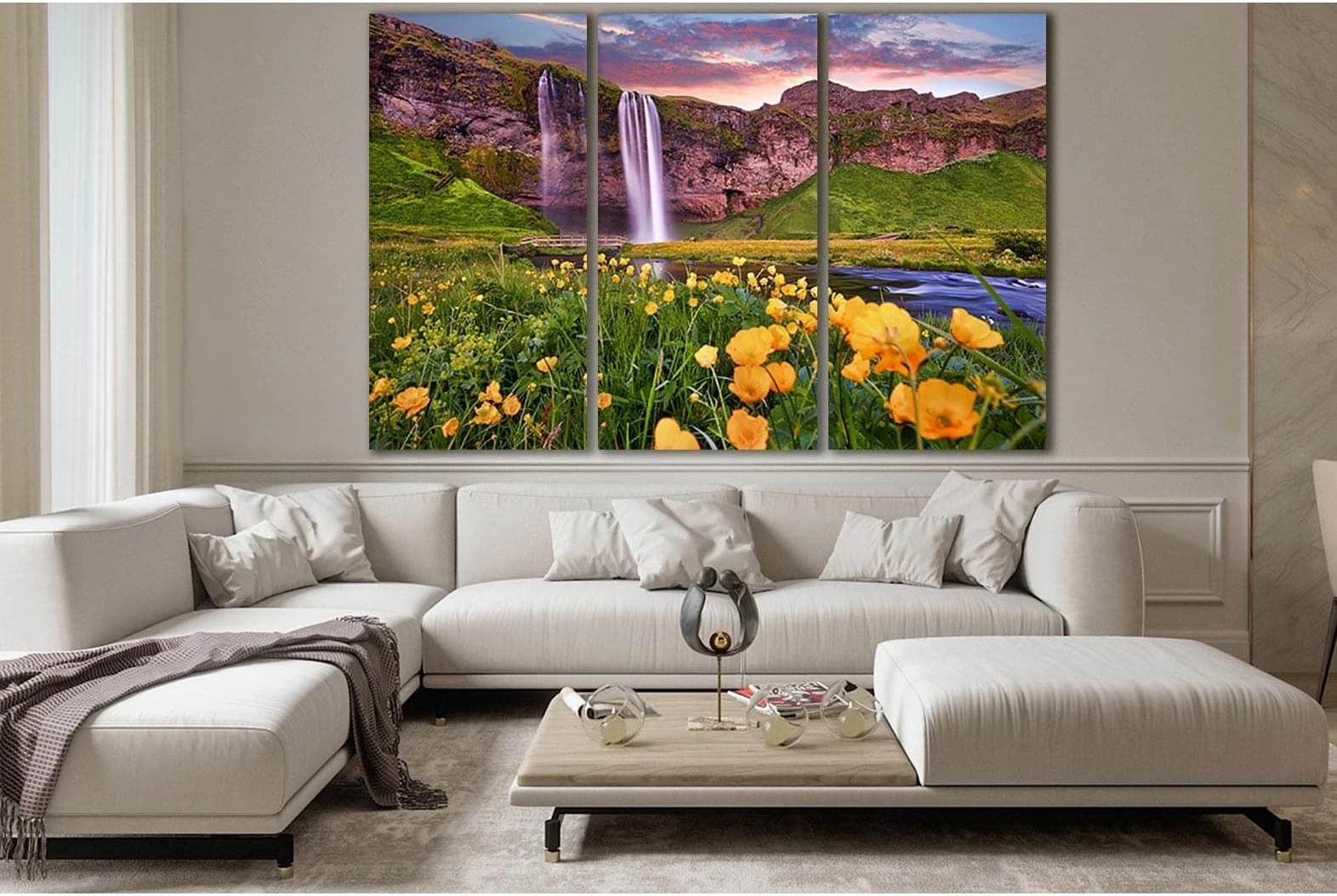 Sunset On Seljalandsfoss №SL473 Ready to Hang Canvas Print - Zellart Canvas Prints 0new, ALL_Products, Waterfall, Waterfall Wall Art