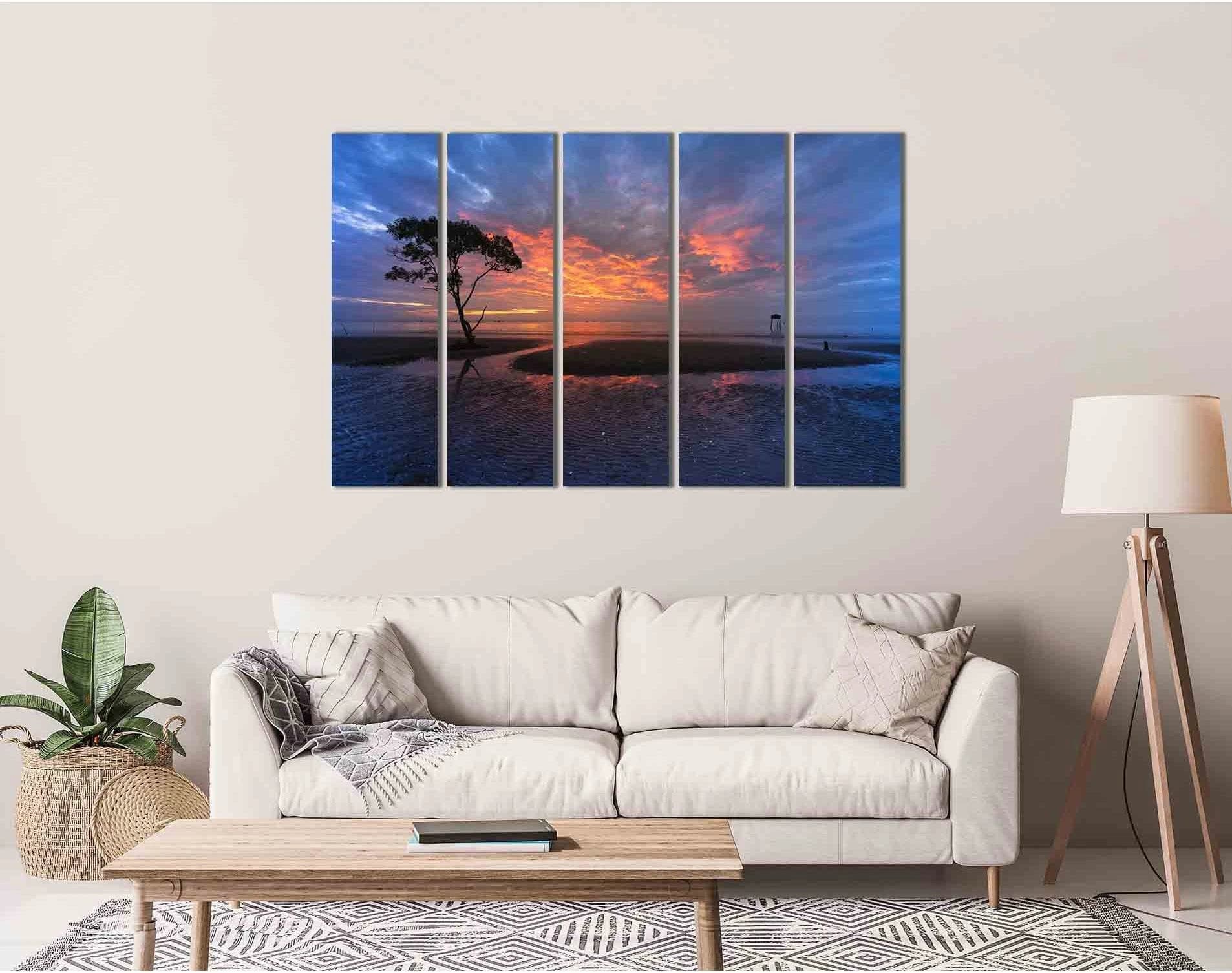 Sunset on the beach №D1750 Ready to Hang Canvas Print - Zellart Canvas Prints 0new, ALL_Products, Sunrise & sunset wall art