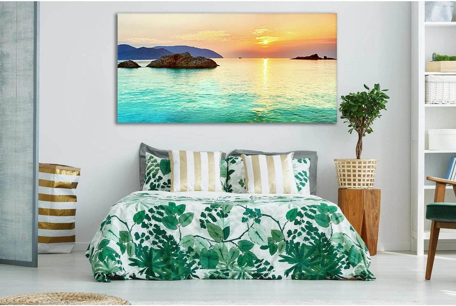Sunset Sea Panorama №SL254 Ready to Hang Canvas Print - Zellart Canvas Prints 0new, ALL_Products, SUNRISE & SUNSET WALL ART