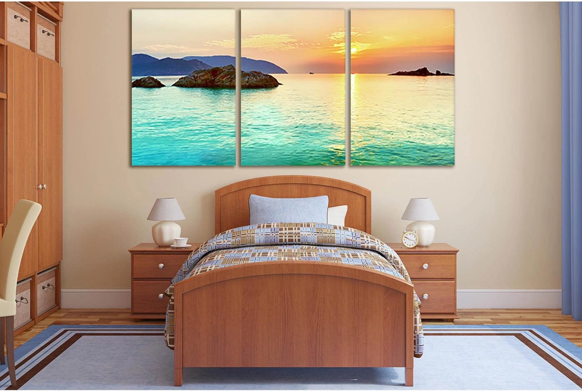Sunset Sea Panorama №SL254 Ready to Hang Canvas Print - Zellart Canvas Prints 0new, ALL_Products, SUNRISE & SUNSET WALL ART