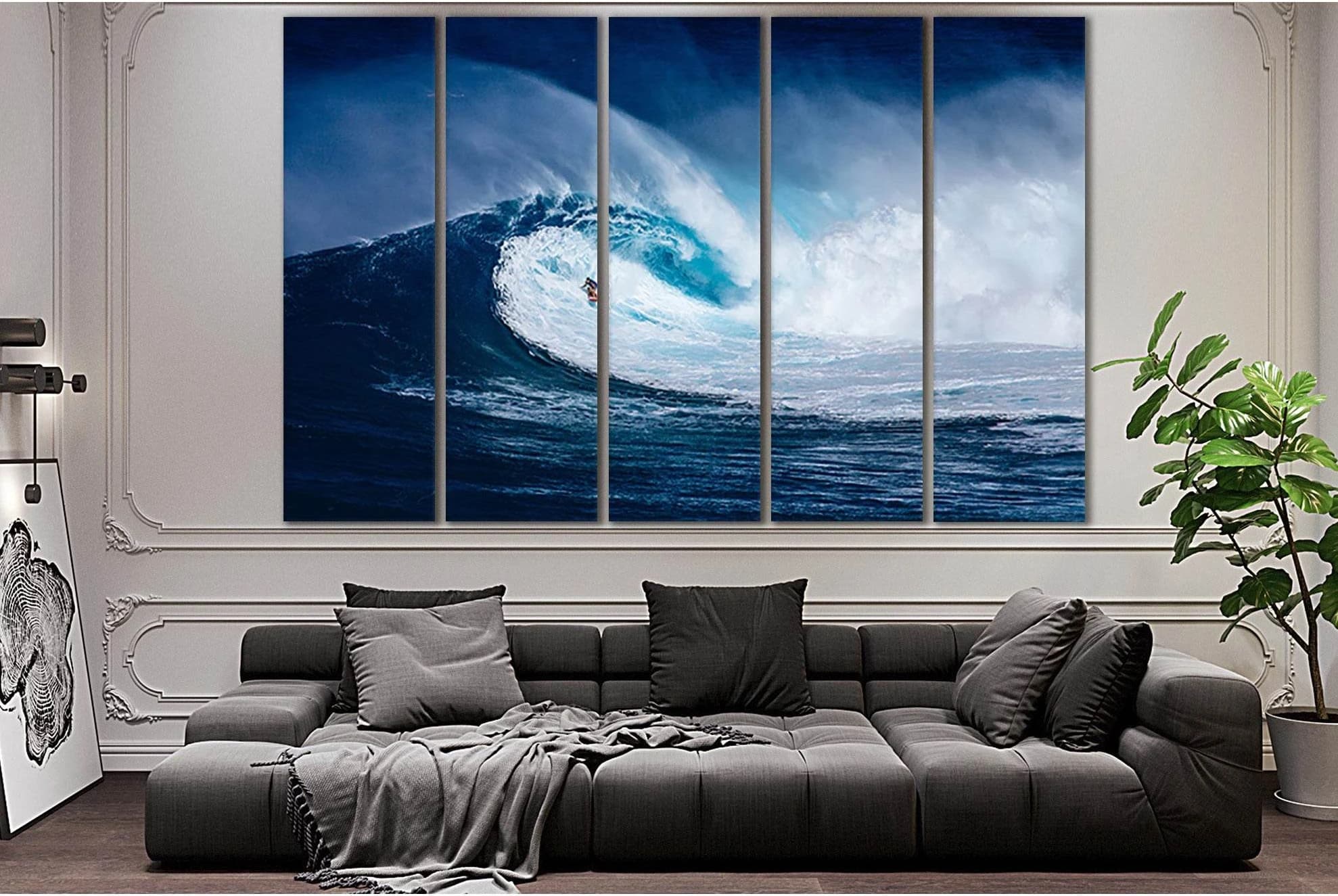 Surfer Conquers Ocean Wave №SL190 Ready to Hang Canvas Print - Zellart Canvas Prints 0new, ALL_Products, Beach Ocean & Waves