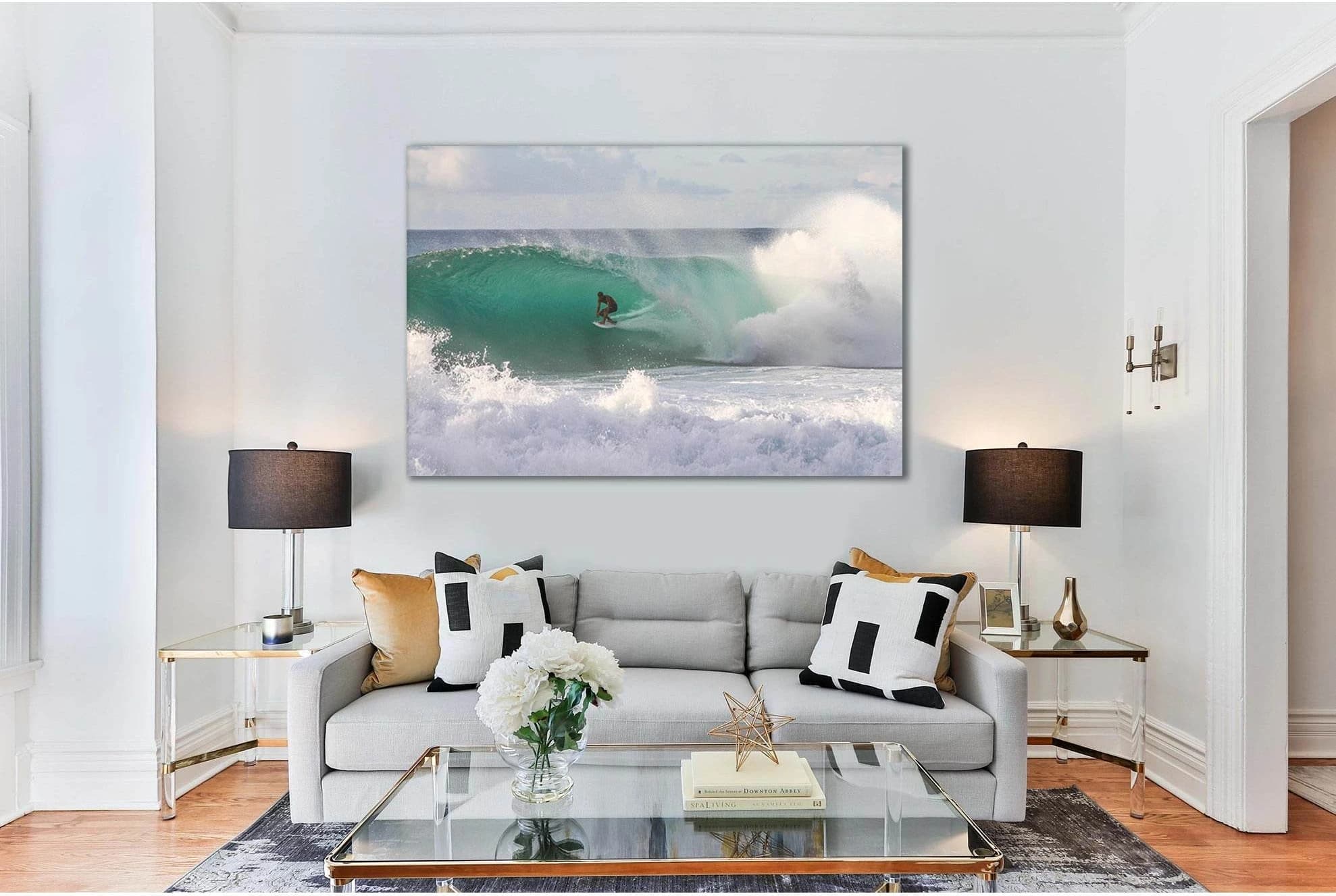 Surfer In The Foaming Water №SL82 Ready to Hang Canvas Print - Zellart Canvas Prints 0new, ALL_Products, Beach Ocean & Waves