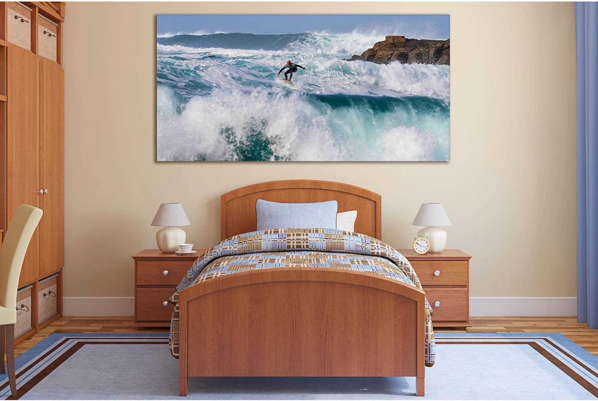 Surfer On The Blue Wave №SL177 Ready to Hang Canvas Print - Zellart Canvas Prints 0new, ALL_Products, Beach Ocean & Waves