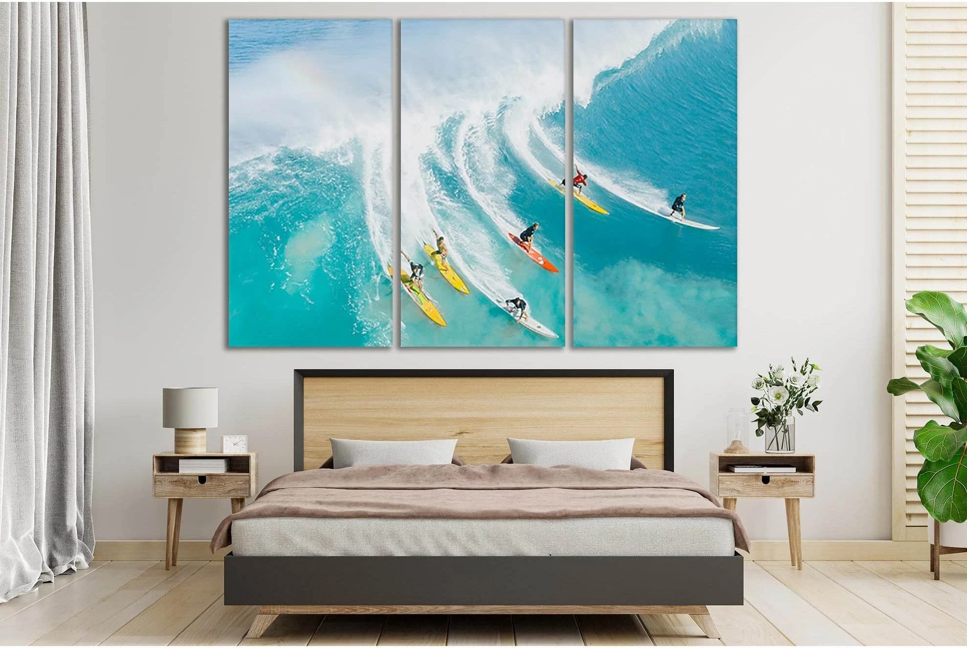 Surfing On Sea Waves №SL161 Ready to Hang Canvas Print - Zellart Canvas Prints 0new, ALL_Products, Beach Ocean & Waves