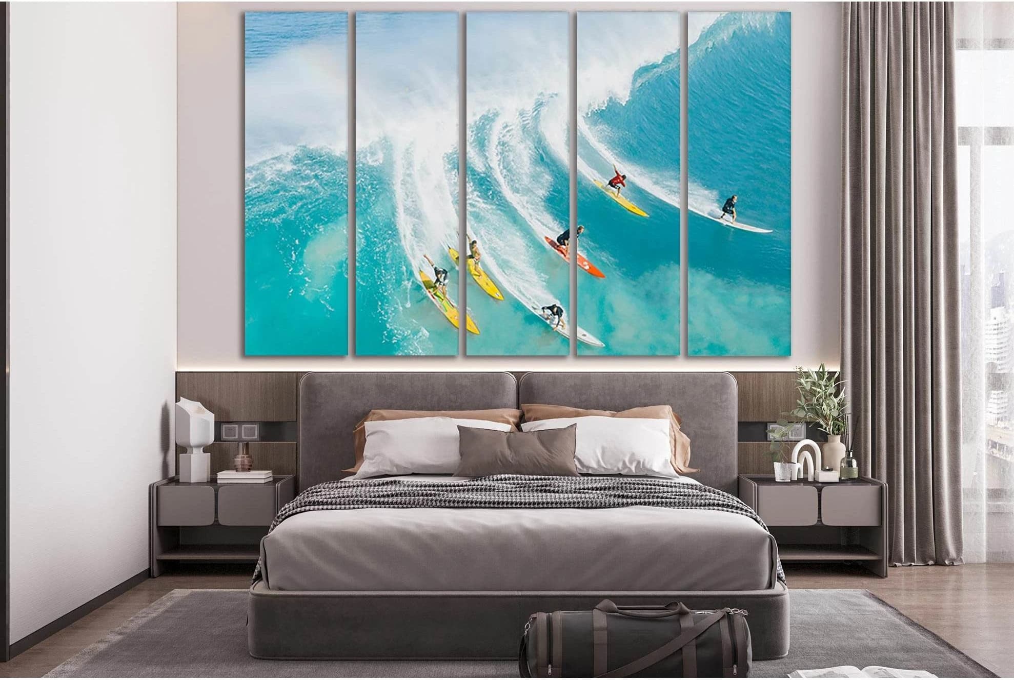 Surfing On Sea Waves №SL161 Ready to Hang Canvas Print - Zellart Canvas Prints 0new, ALL_Products, Beach Ocean & Waves