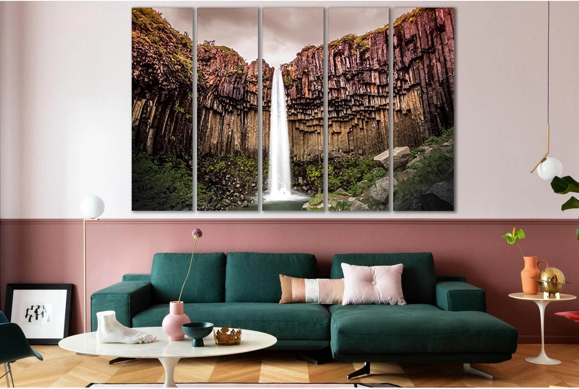 Svartifoss Waterfall In Iceland №SL460 Ready to Hang Canvas Print - Zellart Canvas Prints 0new, ALL_Products, Waterfall, Waterfall Wall Art