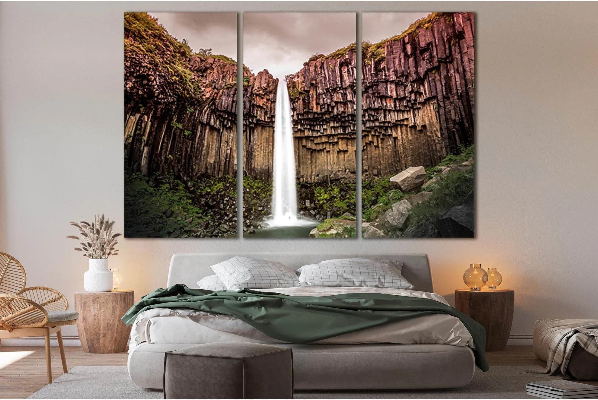 Svartifoss Waterfall In Iceland №SL460 Ready to Hang Canvas Print - Zellart Canvas Prints 0new, ALL_Products, Waterfall, Waterfall Wall Art