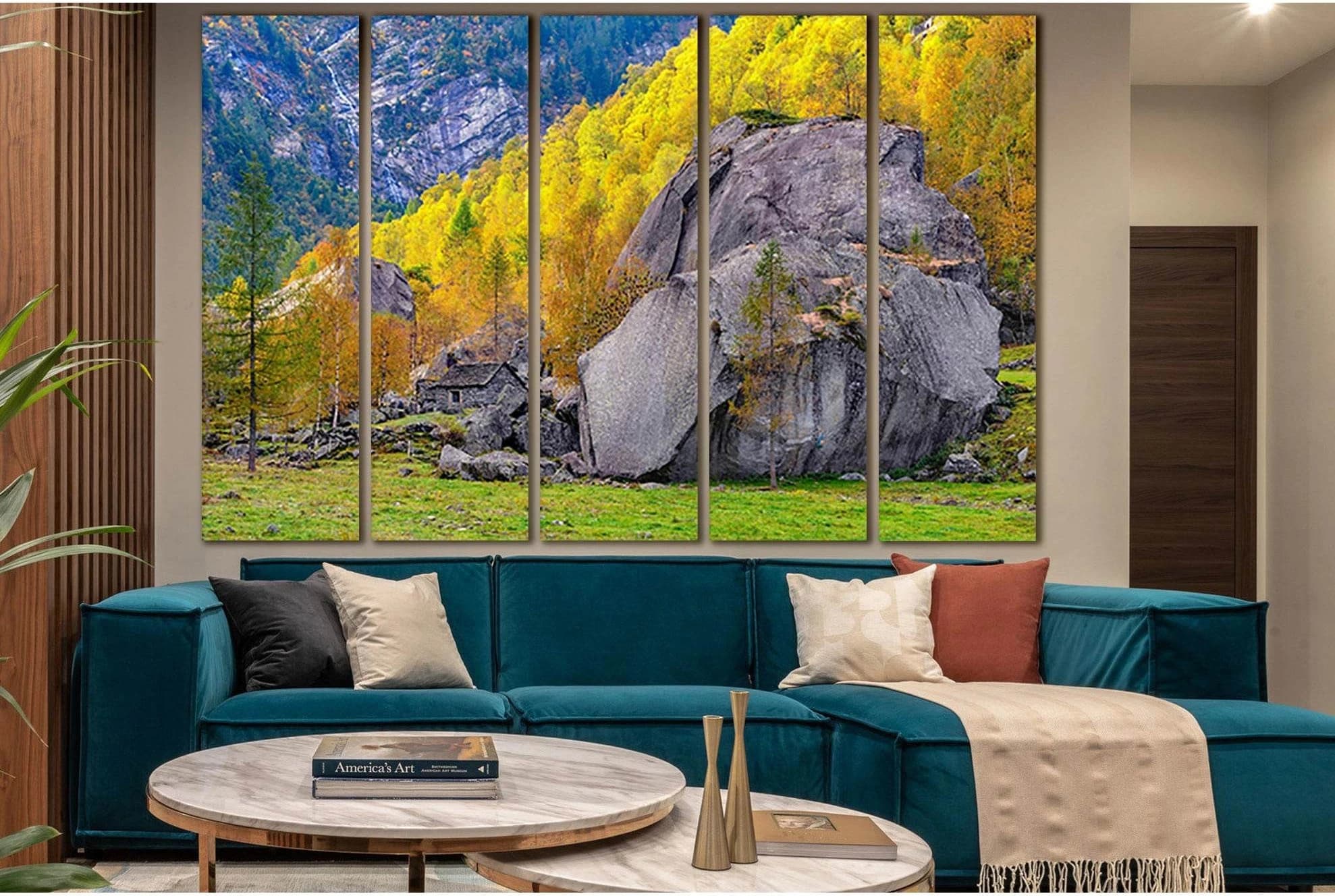 Switzerland Mountains Autumn №SL1071 Ready to Hang Canvas Print - Zellart Canvas Prints 0new, ALL_Products, Trees Wall Art