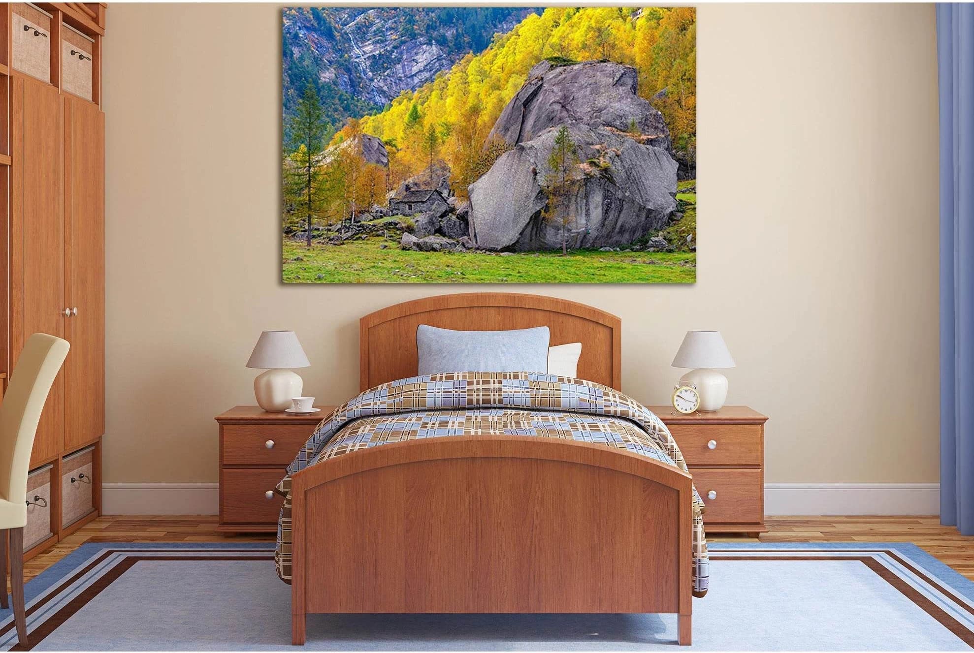 Switzerland Mountains Autumn №SL1071 Ready to Hang Canvas Print - Zellart Canvas Prints 0new, ALL_Products, Trees Wall Art
