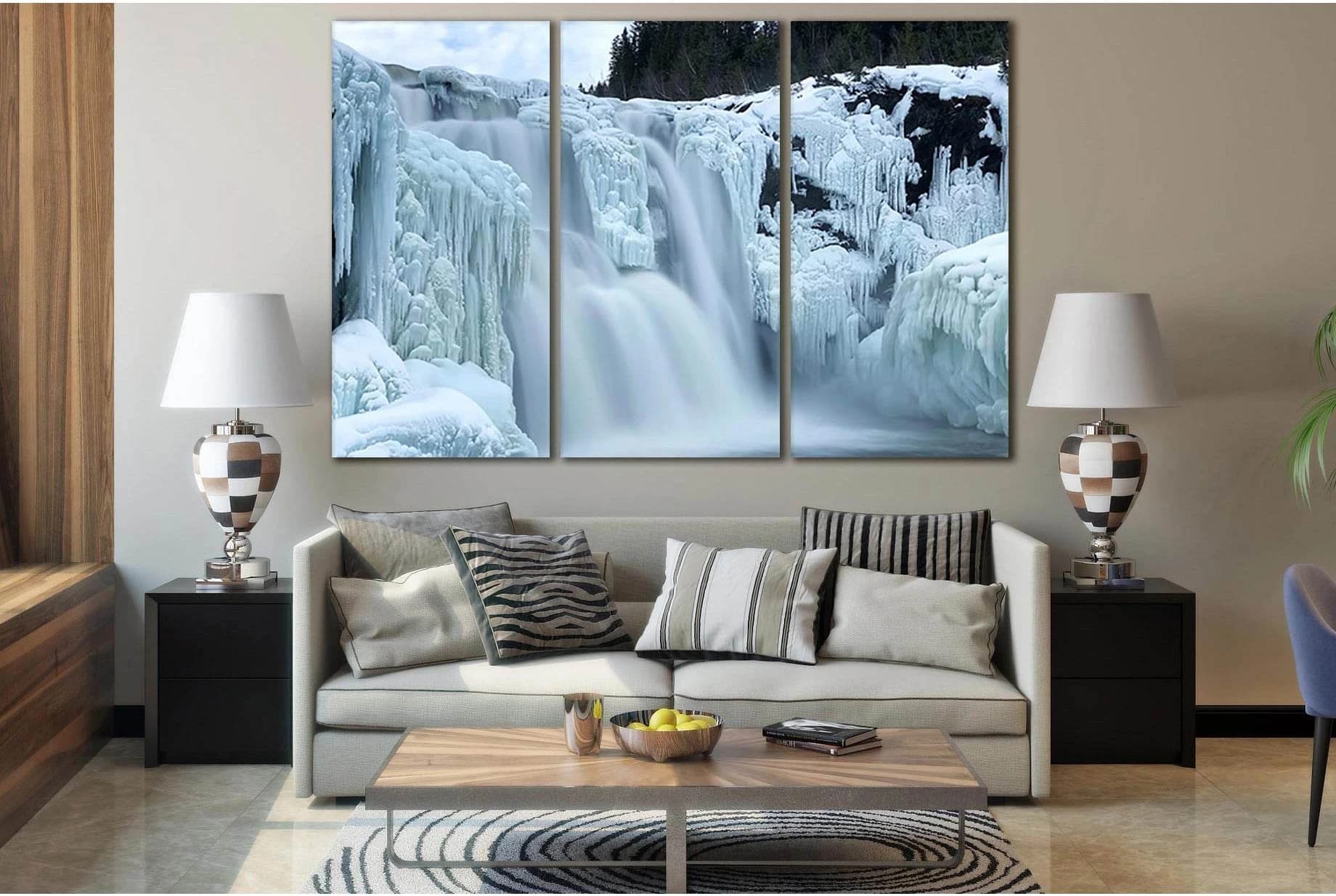 Tannforsen Waterfall №SL454 Ready to Hang Canvas Print - Zellart Canvas Prints 0new, ALL_Products, Waterfall, Waterfall Wall Art