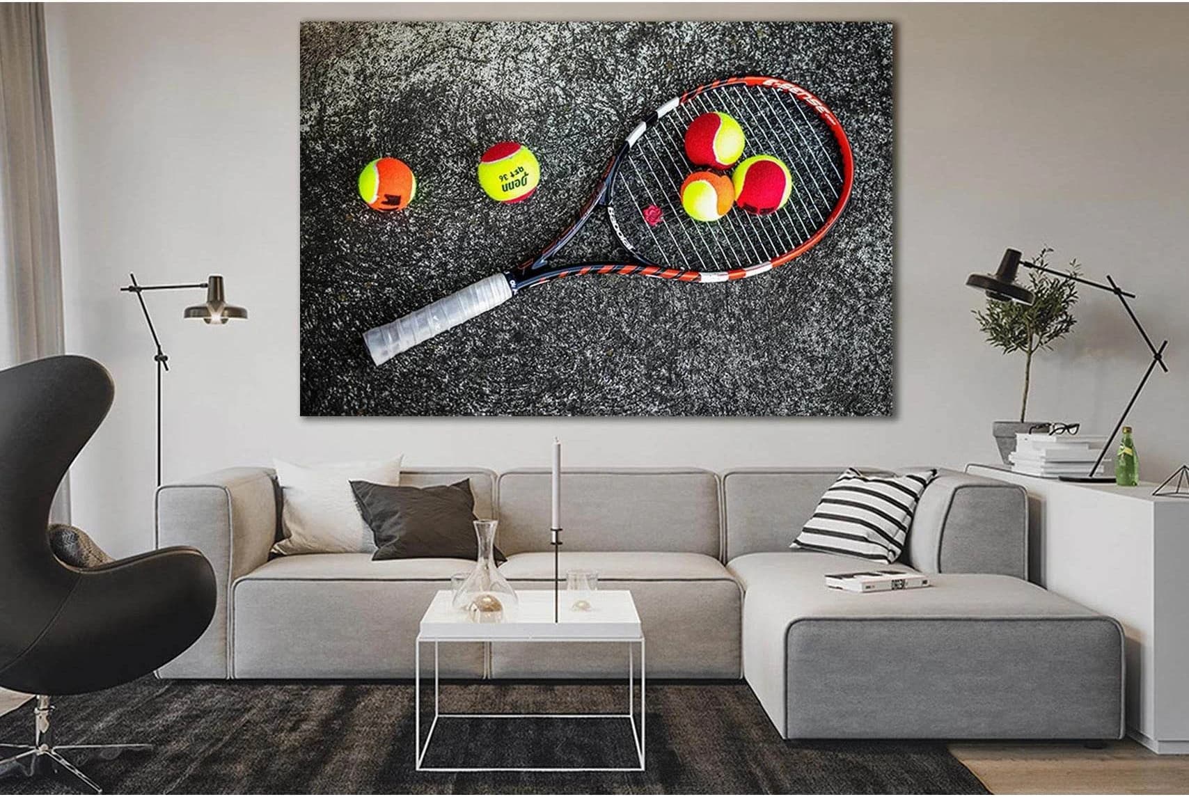 Tennis Racket With Balls №SL908 Ready to Hang Canvas Print - Zellart Canvas Prints 0new, ALL_Products, Sports & Motivation