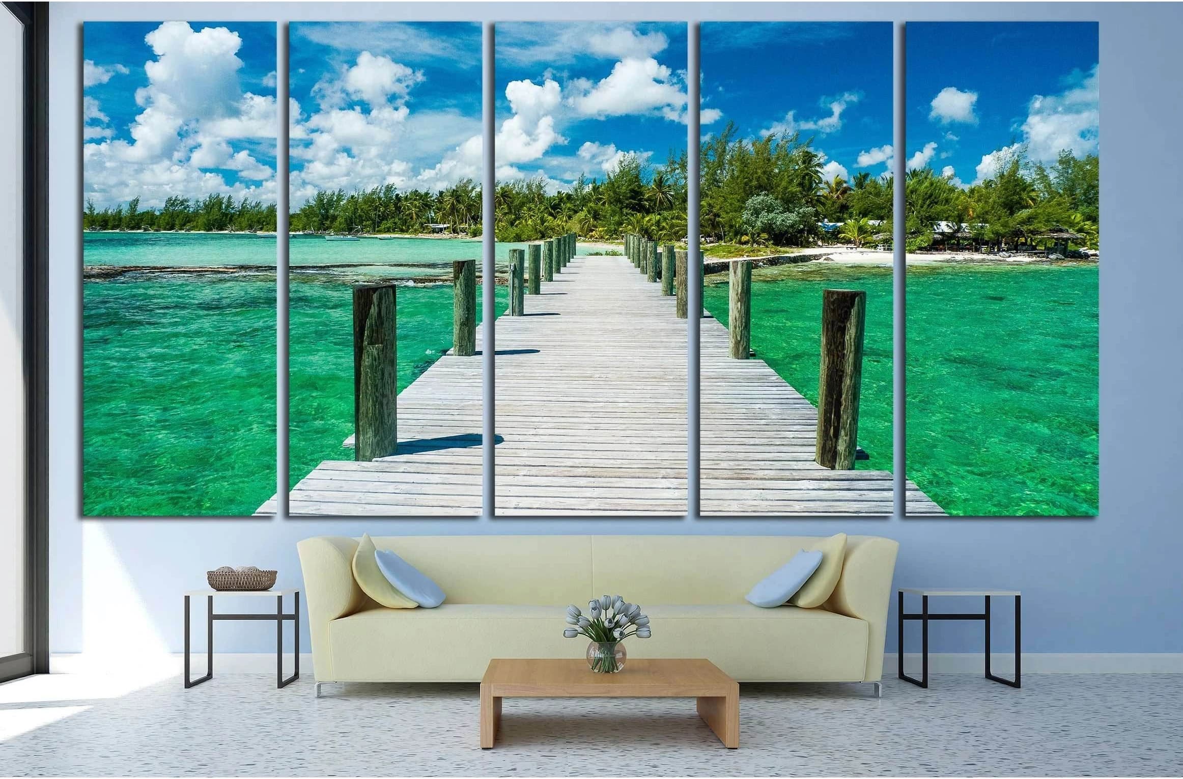 The emerald waters of Andros Island glisten beneath an idyllic sky №3105 Ready to Hang Canvas Print - Zellart Canvas Prints ALL_Products, s-3105