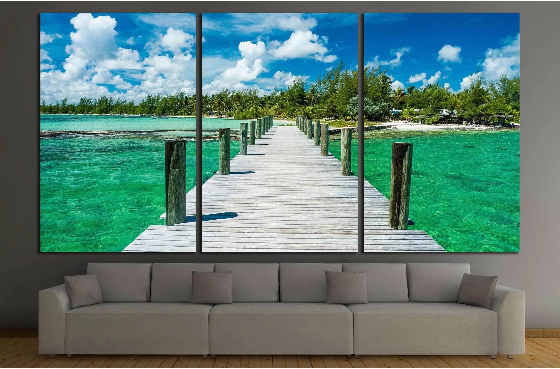 The emerald waters of Andros Island glisten beneath an idyllic sky №3105 Ready to Hang Canvas Print - Zellart Canvas Prints ALL_Products, s-3105