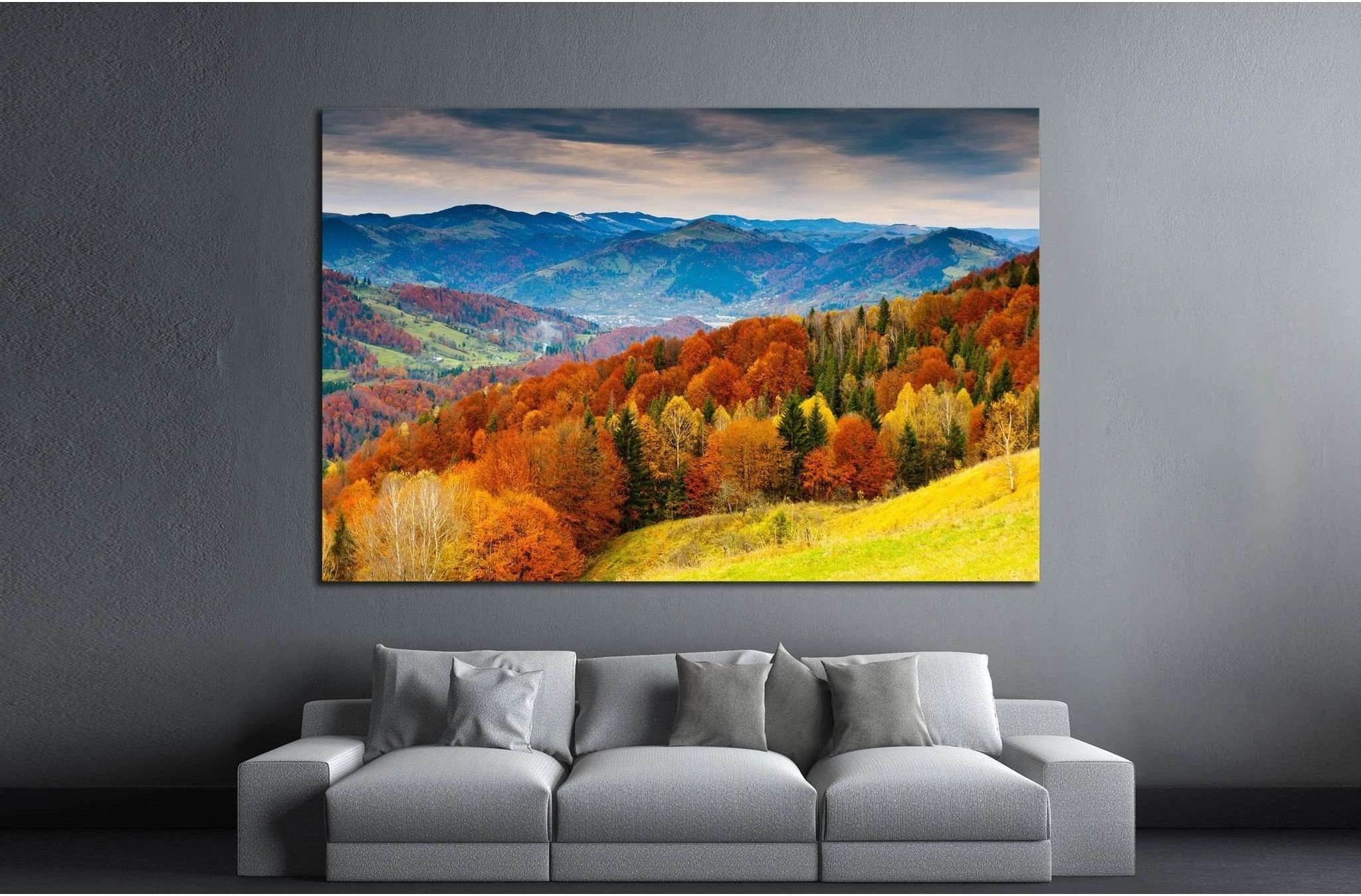 the mountain autumn landscape №750 Ready to Hang Canvas Print - Zellart Canvas Prints ALL_Products, s-750