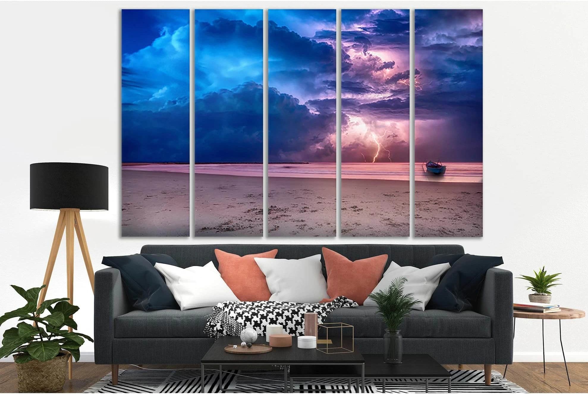 Thunderstorm Clouds On The Sea №SL179 Ready to Hang Canvas Print - Zellart Canvas Prints 0new, ALL_Products, Beach Ocean & Waves