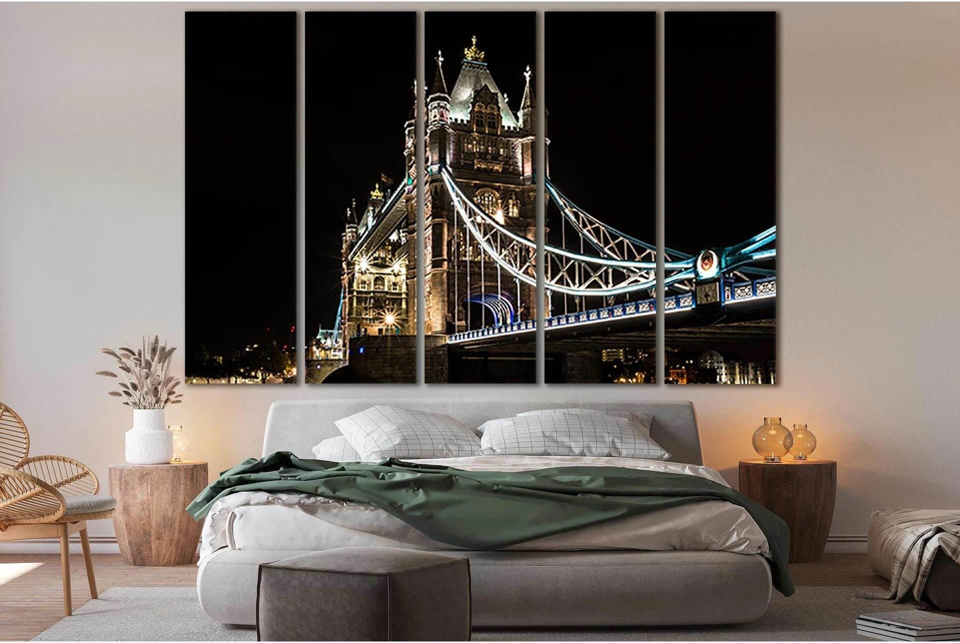 Tower Bridge At Night №SL1092 Ready to Hang Canvas Print - Zellart Canvas Prints 0new, ALL_Products, Bridges Wall Art