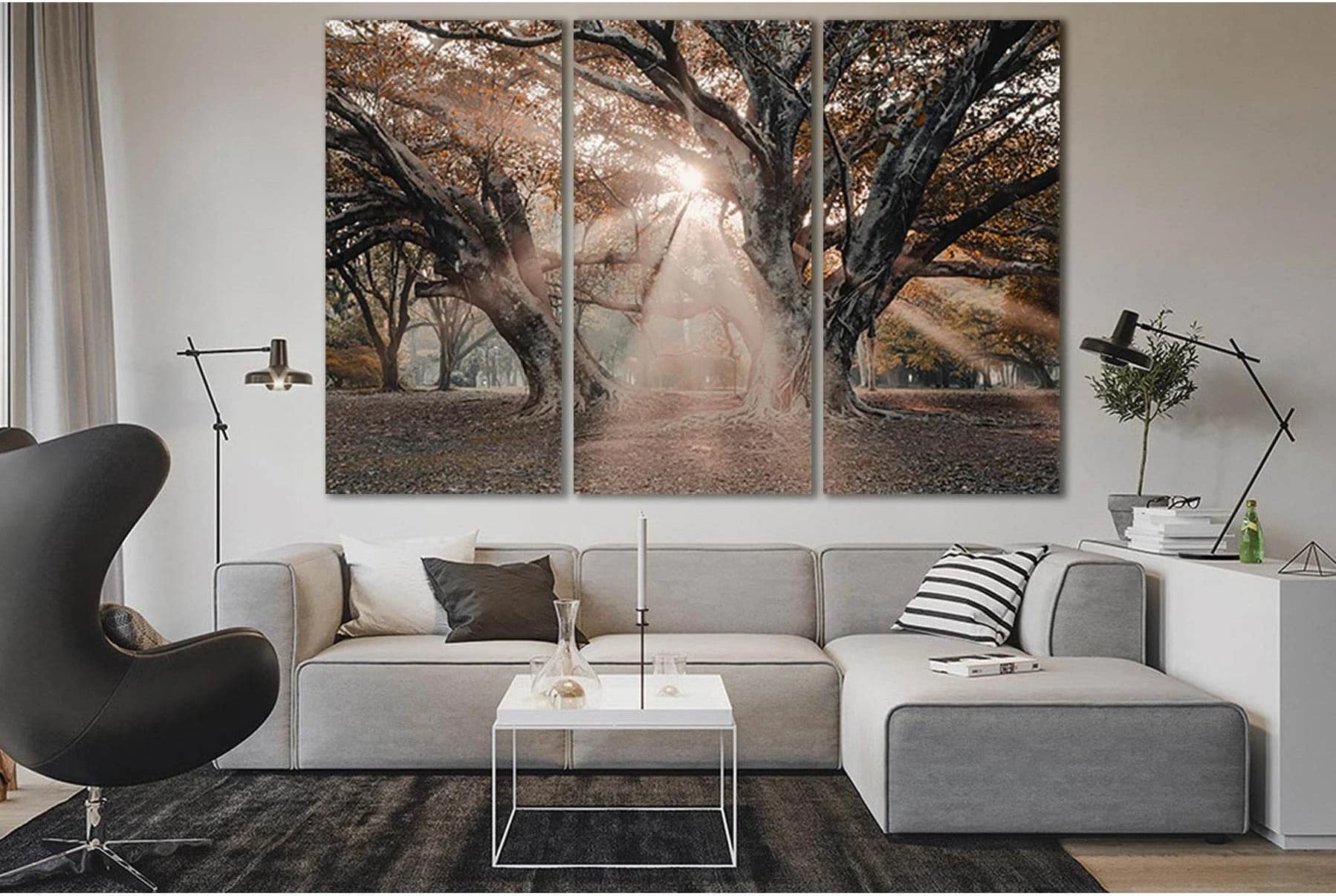 Trees In The Sunbeams №SL802 Ready to Hang Canvas Print - Zellart Canvas Prints 0new, ALL_Products, Trees Wall Art