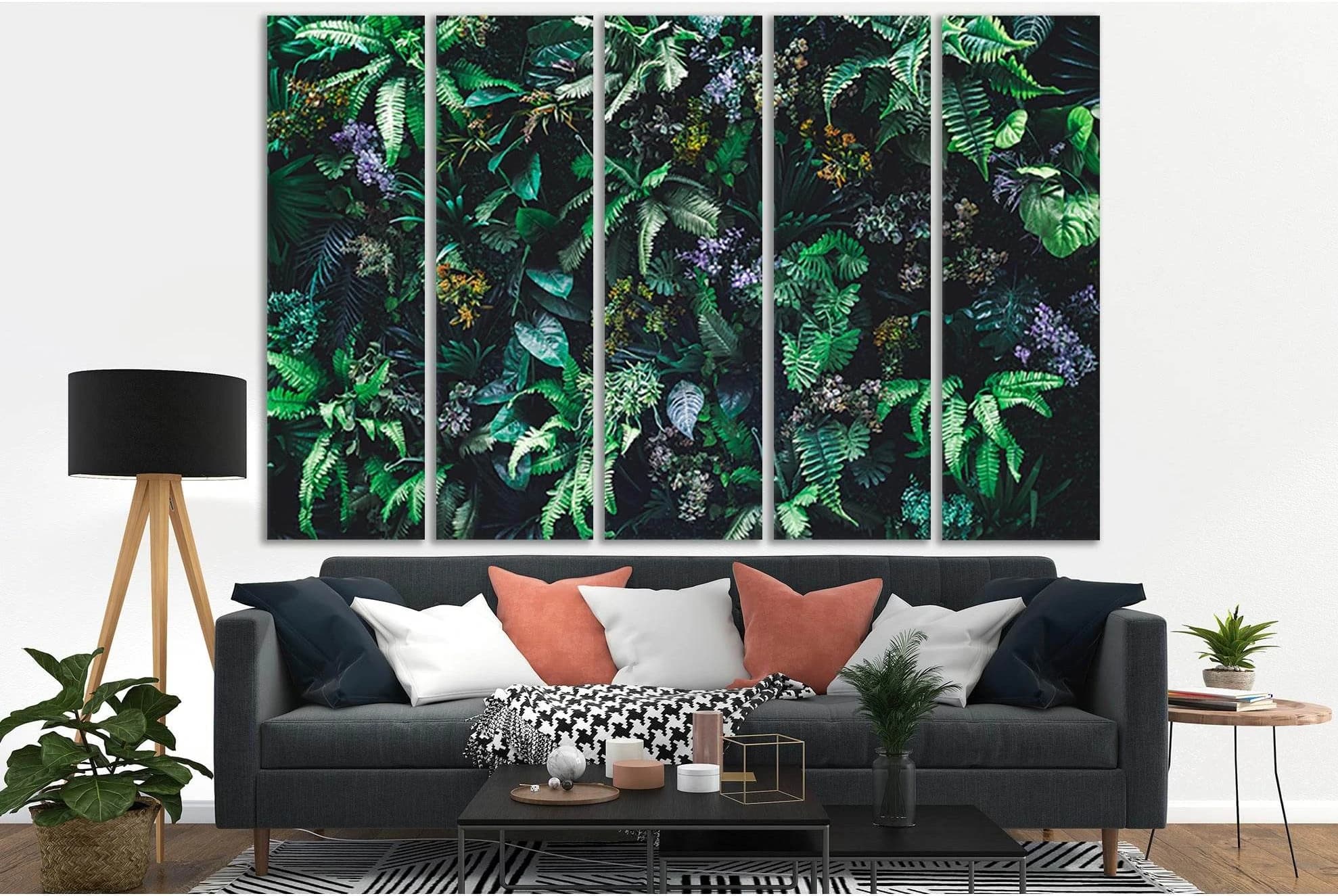 Tropical Green Leaves №SL679 Ready to Hang Canvas Print - Zellart Canvas Prints 0new, ALL_Products, Floral & Botanical Wall Art