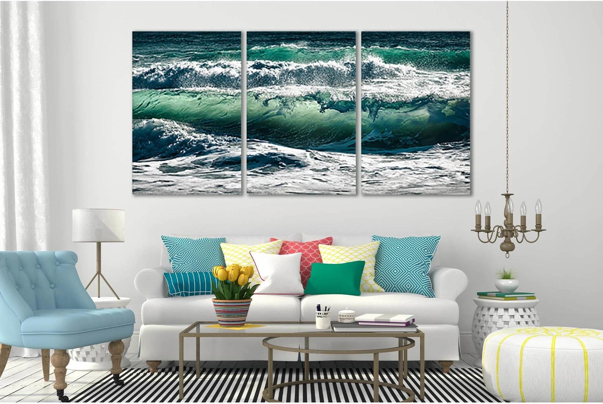 Turquoise Sea Waves №SL85 Ready to Hang Canvas Print - Zellart Canvas Prints 0new, ALL_Products, Beach Ocean & Waves