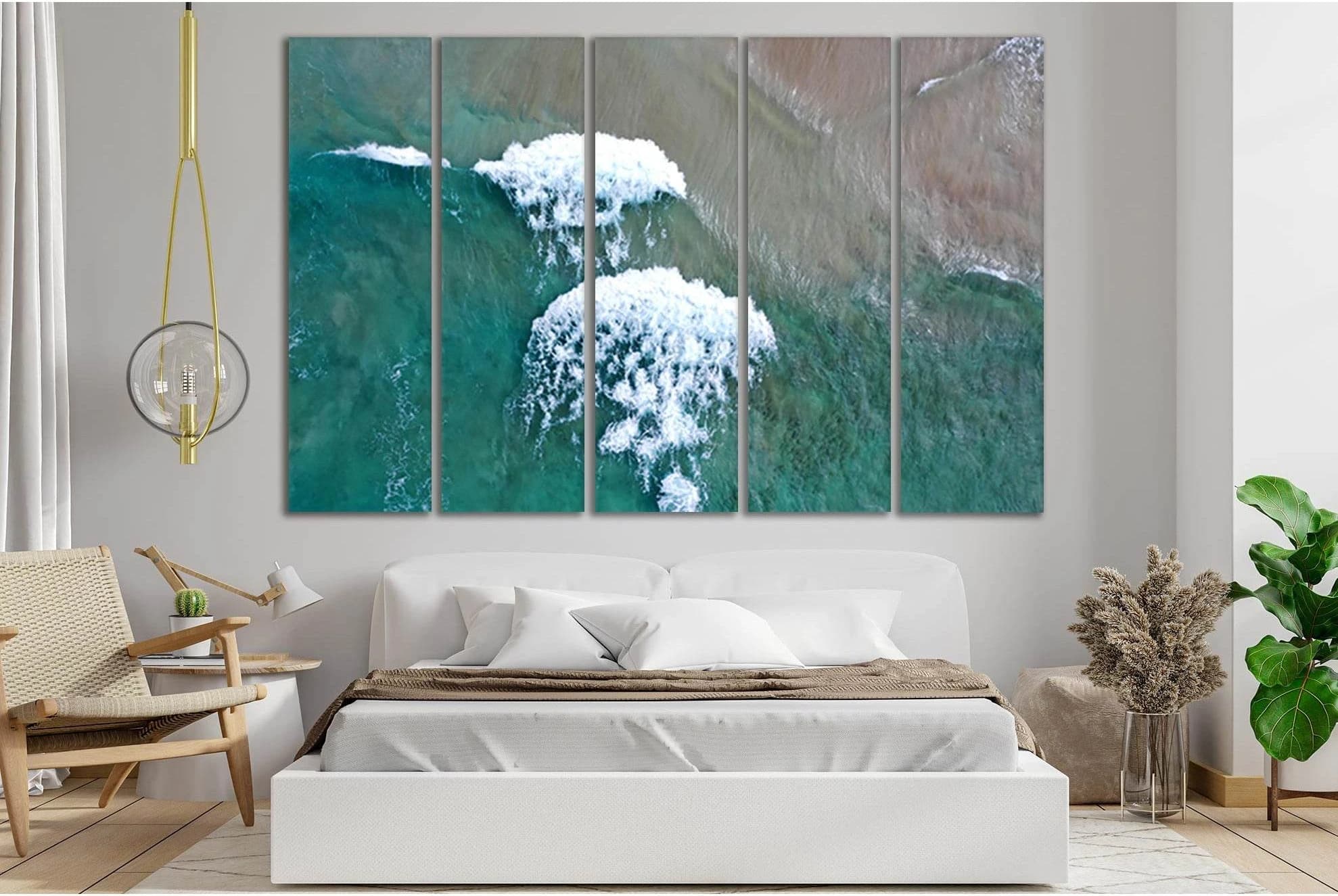 Turquoise Waves Top View №SL106 Ready to Hang Canvas Print - Zellart Canvas Prints 0new, ALL_Products, Beach Ocean & Waves