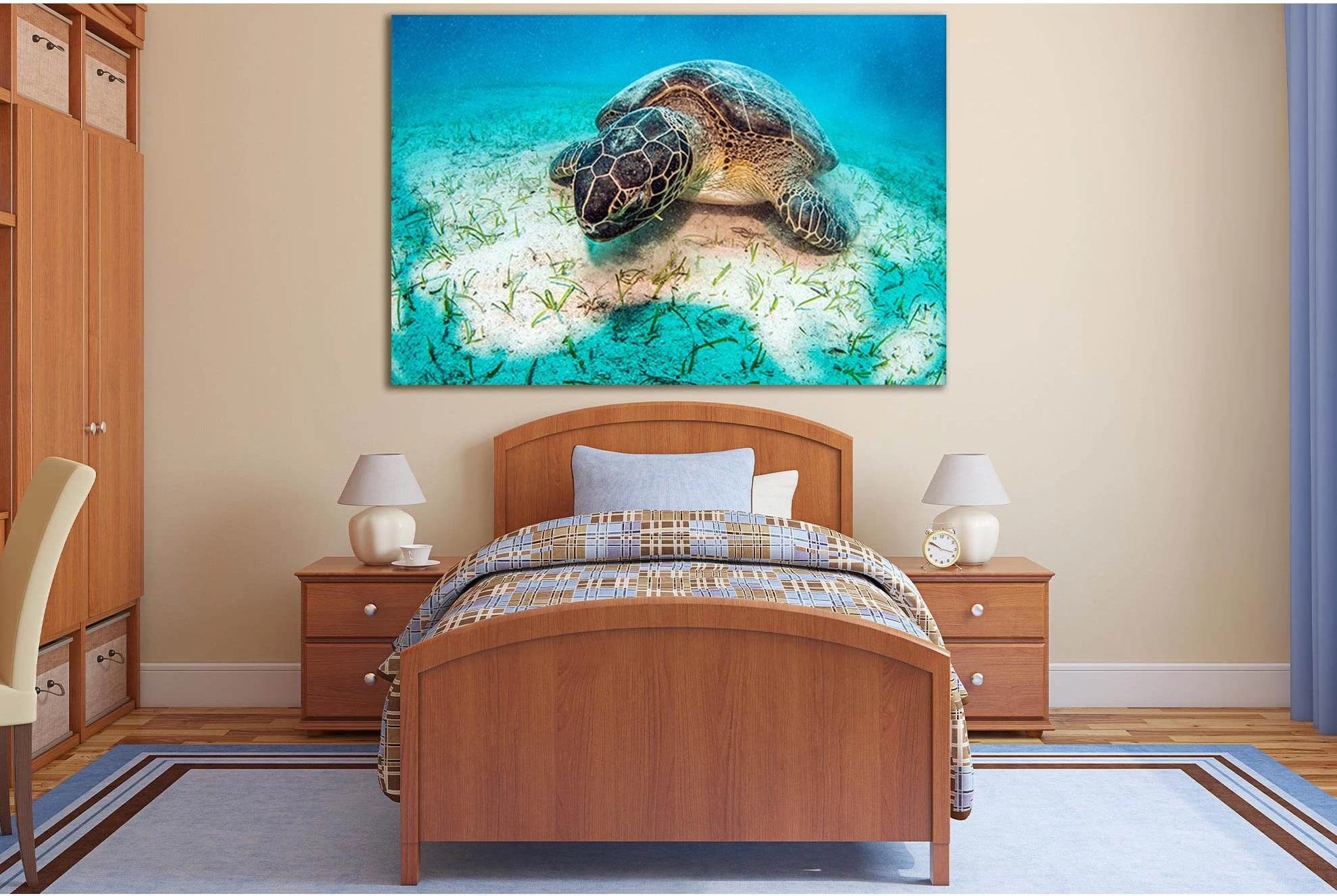 Turtle Underwater World Close Up №SL1055 Ready to Hang Canvas Print - Zellart Canvas Prints 0new, ALL_Products, Animals & Wildlife