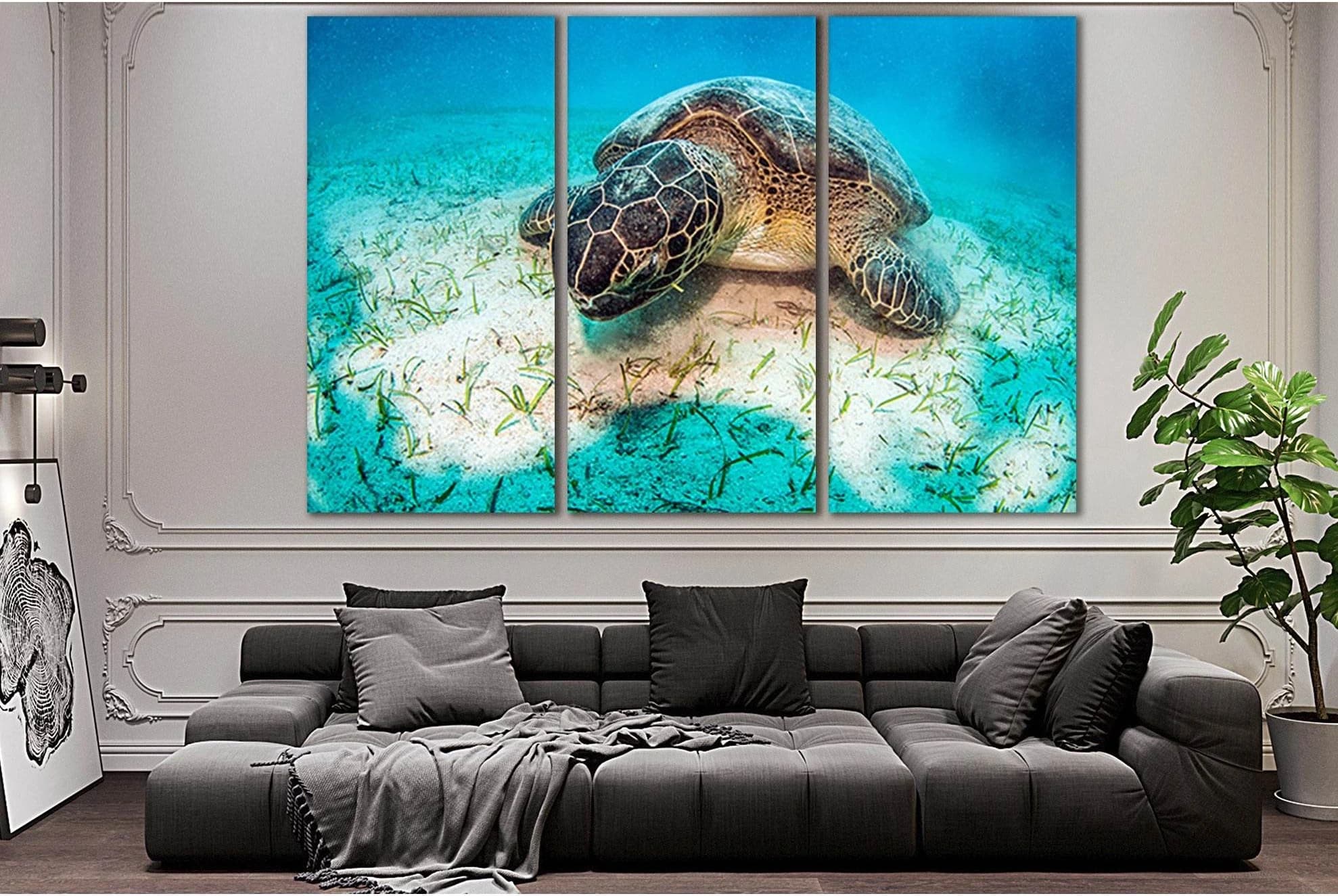Turtle Underwater World Close Up №SL1055 Ready to Hang Canvas Print - Zellart Canvas Prints 0new, ALL_Products, Animals & Wildlife