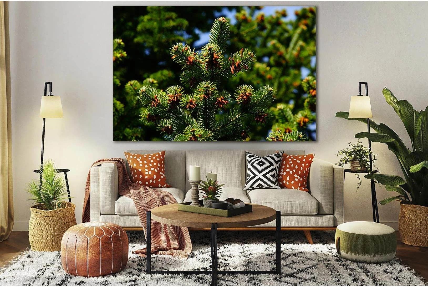 Twigs Of Pine Nearby №SL822 Ready to Hang Canvas Print - Zellart Canvas Prints 0new, ALL_Products, Trees Wall Art