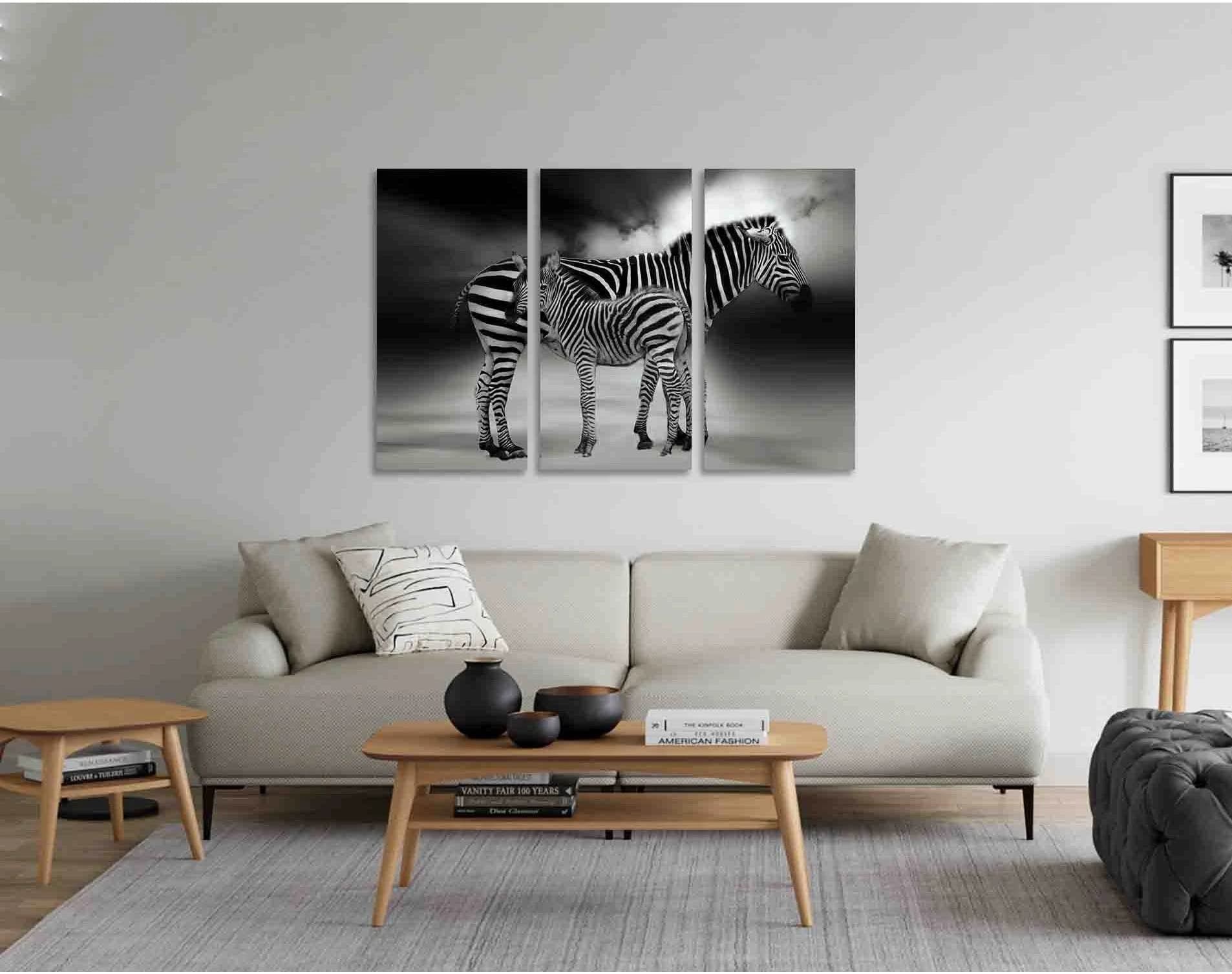 Two cute zebras №D2812 Ready to Hang Canvas Print - Zellart Canvas Prints 0new, ALL_Products, Black & White Wall Art