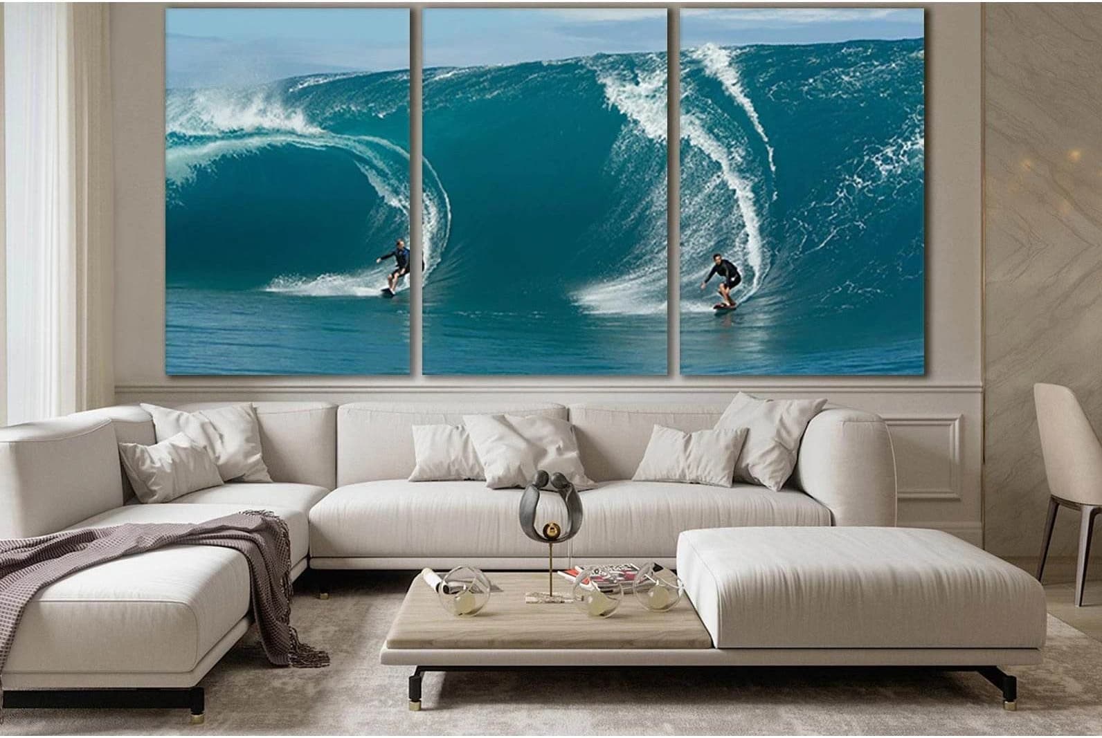 Two Men Surfing On A Wave №SL910 Ready to Hang Canvas Print - Zellart Canvas Prints 0new, ALL_Products, Sports & Motivation