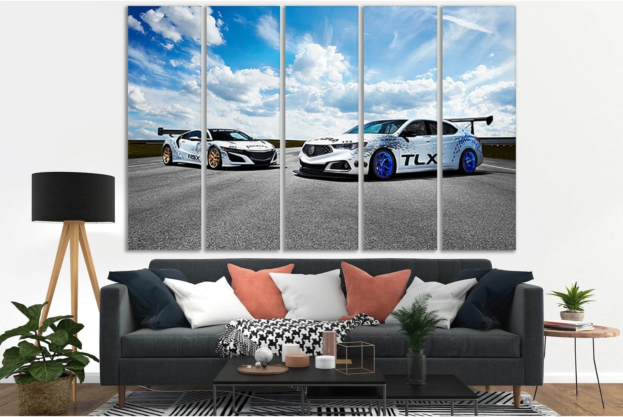 Two Sports Cars On The Road №SL919 Ready to Hang Canvas Print - Zellart Canvas Prints 0new, ALL_Products, Sports & Motivation