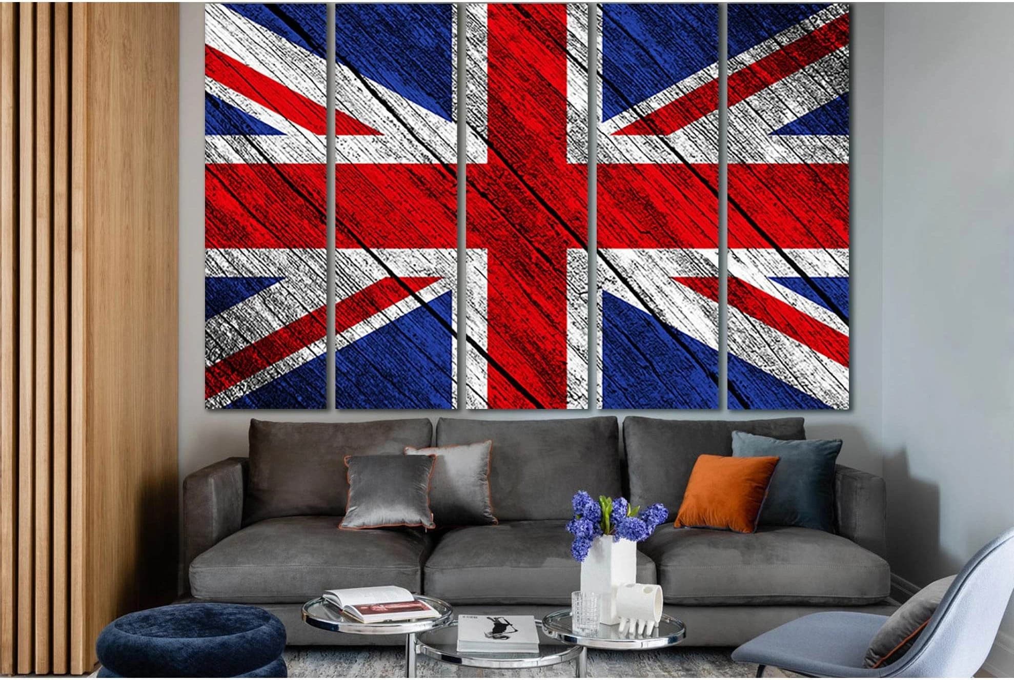 United Kingdom Flag On Wood №SL1205 Ready to Hang Canvas Print - Zellart Canvas Prints 0new, ALL_Products, Flags