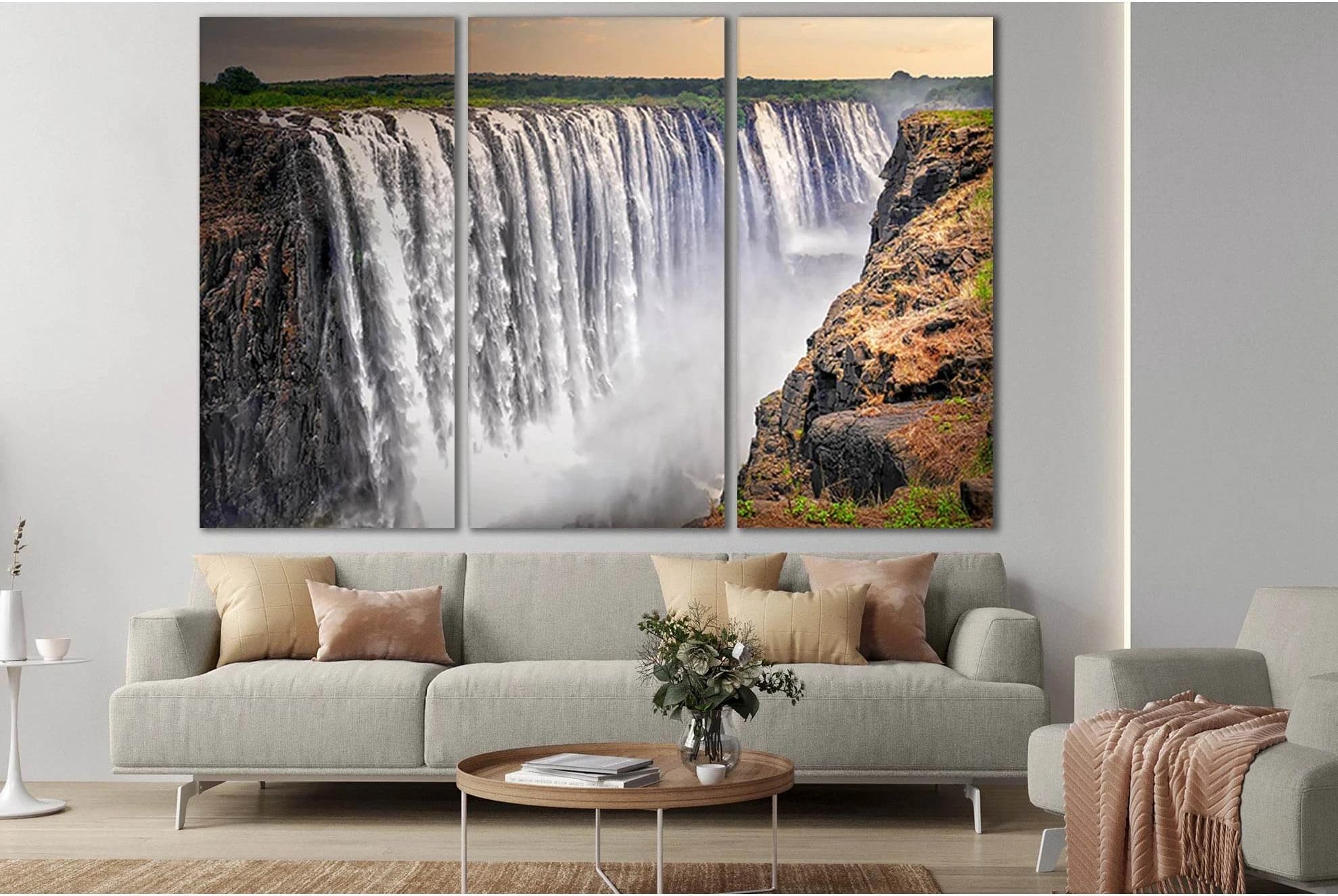 Victoria Falls №SL442 Ready to Hang Canvas Print - Zellart Canvas Prints 0new, ALL_Products, Waterfall, Waterfall Wall Art