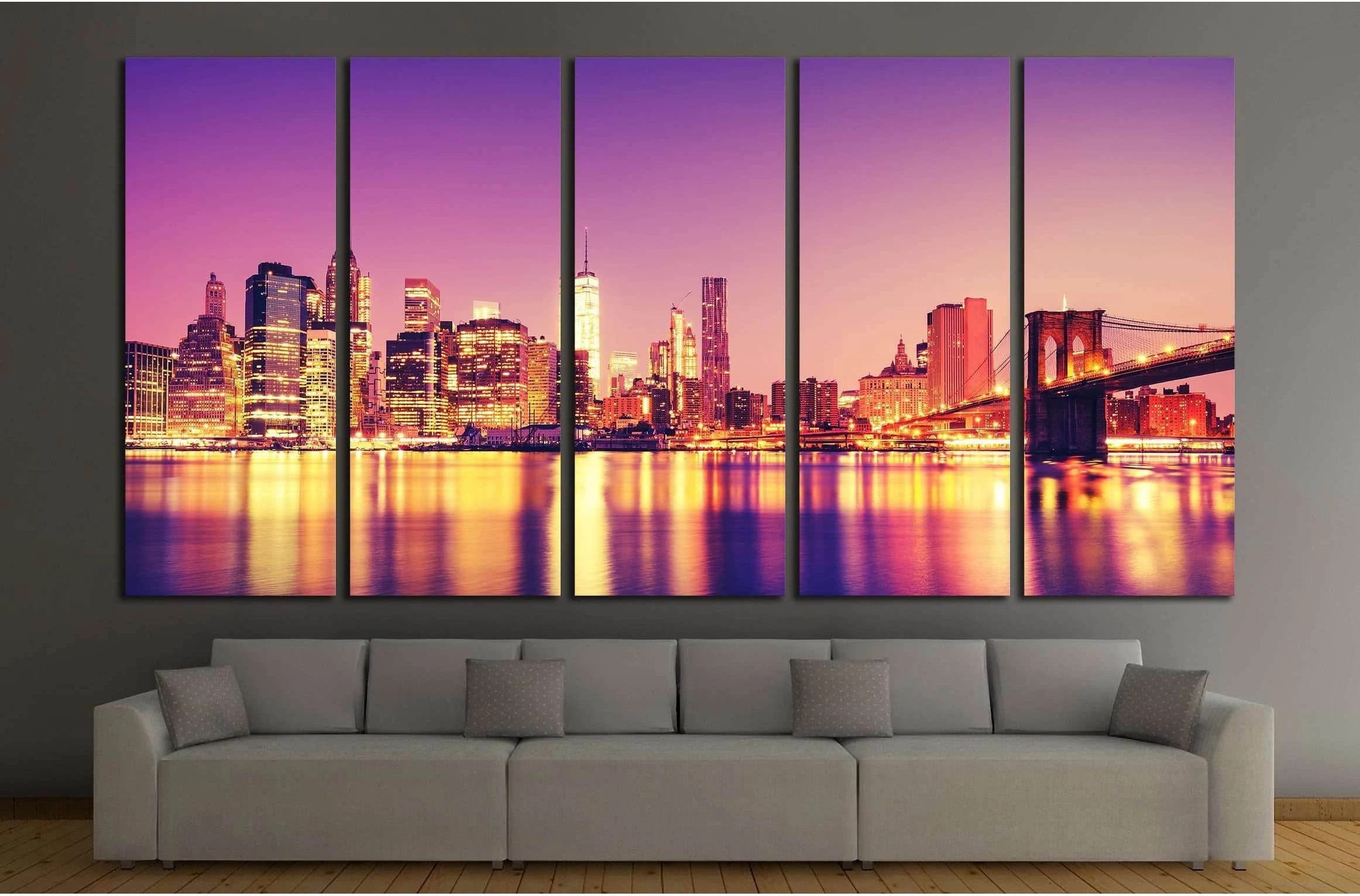 View of Manhattan at sunset, New York City №2709 Ready to Hang Canvas Print - Zellart Canvas Prints 0_NY_ART, ALL_Products, s-2709