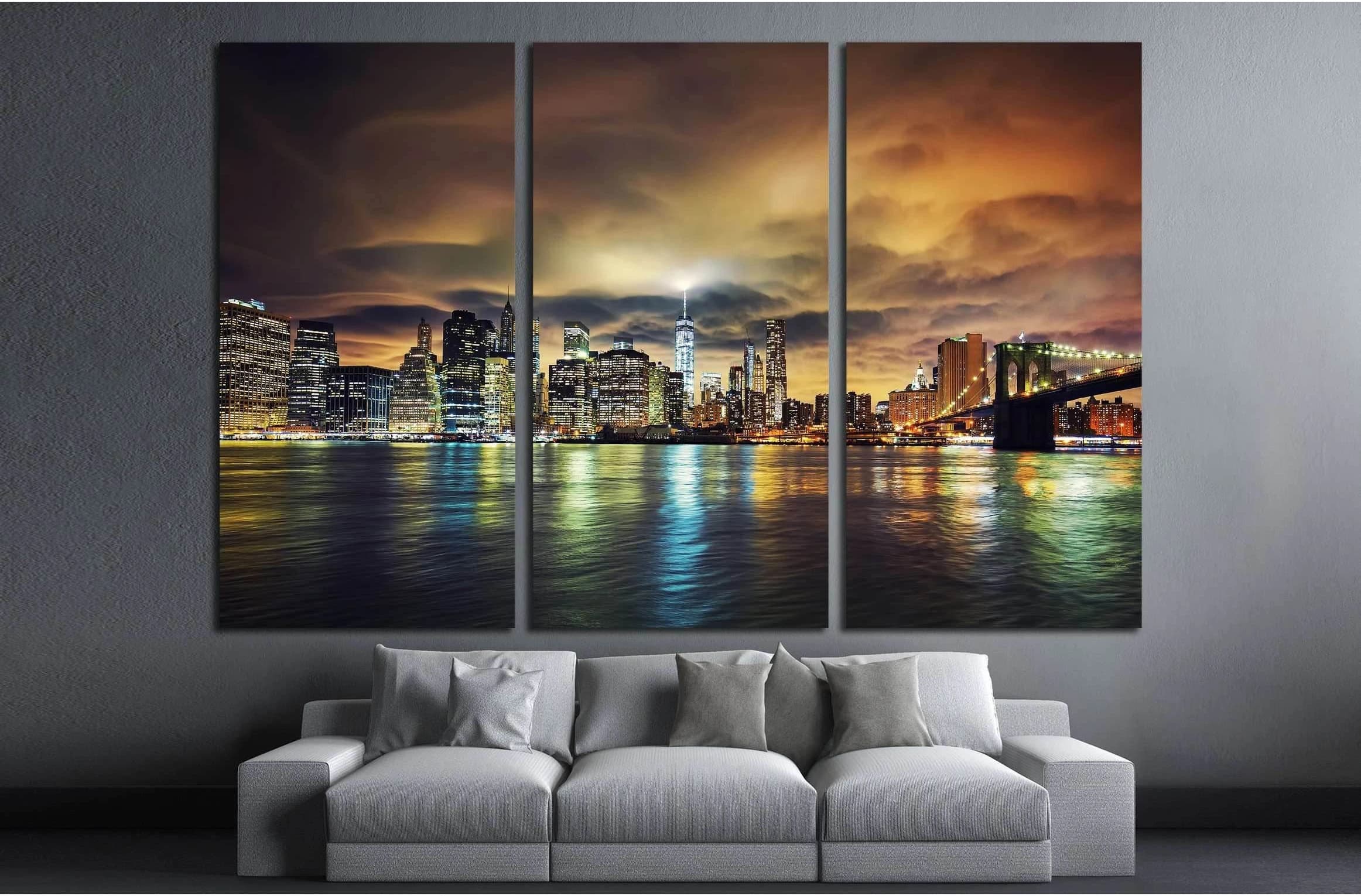 View of Manhattan at sunset, New York City №2993 Ready to Hang Canvas Print - Zellart Canvas Prints 0_NY_ART, ALL_Products, s-2993