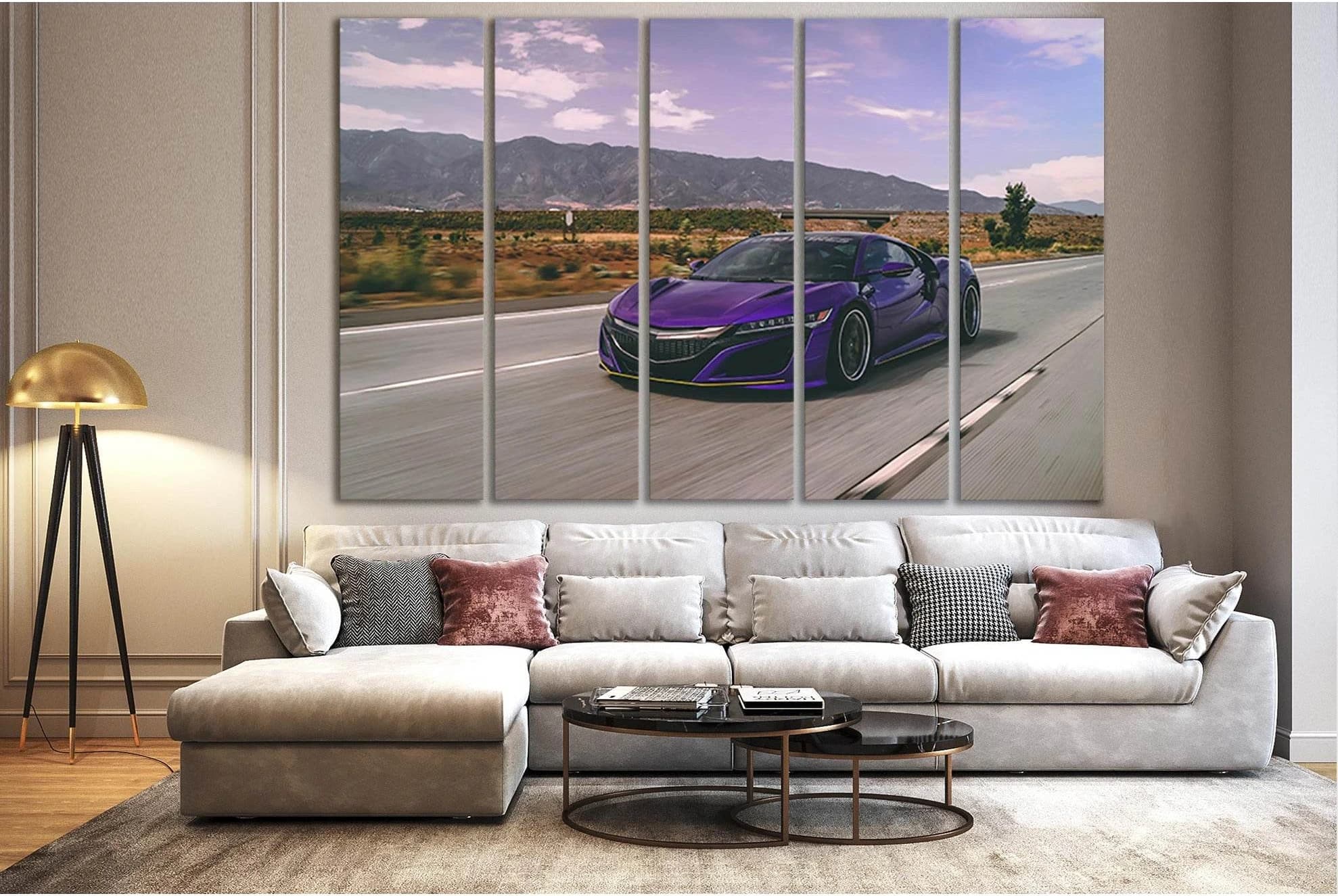 View Of The Sports Car On Highway №SL1447 Ready to Hang Canvas Print - Zellart Canvas Prints 0new, ALL_Products, Engine
