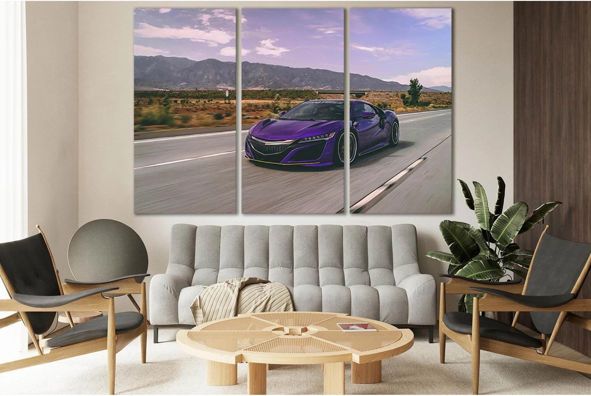 View Of The Sports Car On Highway №SL1447 Ready to Hang Canvas Print - Zellart Canvas Prints 0new, ALL_Products, Engine