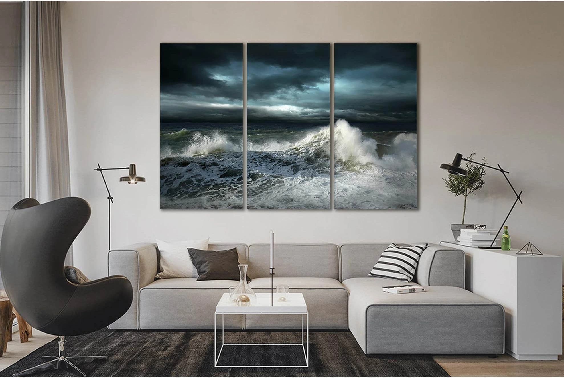 View Storm Seascape №SL53 Ready to Hang Canvas Print - Zellart Canvas Prints 0new, ALL_Products, Beach Ocean & Waves