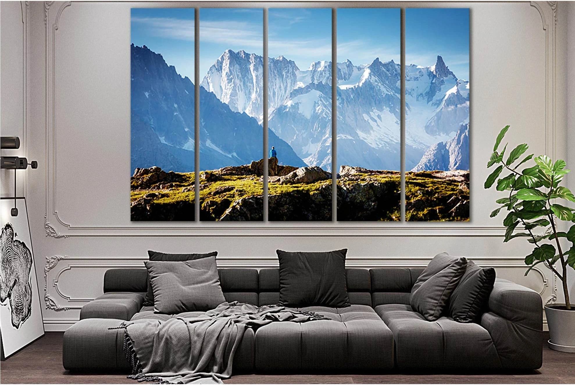 Views Mont Blanc Glacier №SL1342 Ready to Hang Canvas Print - Zellart Canvas Prints 0new, ALL_Products, Glacials, Mountains Wall Art