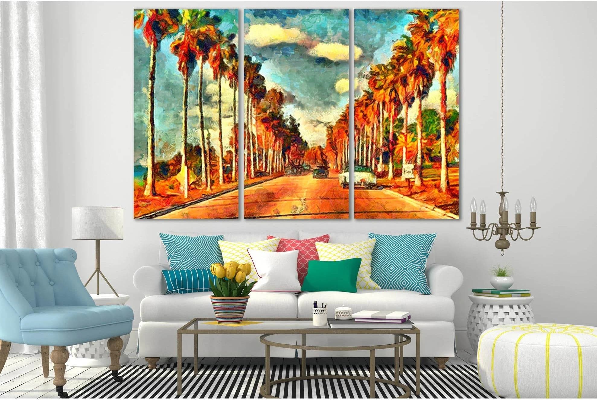 Vintage California View Oil Painting №SL587 Ready to Hang Canvas Print - Zellart Canvas Prints 0new, ALL_Products, Oil Painting Wall Art