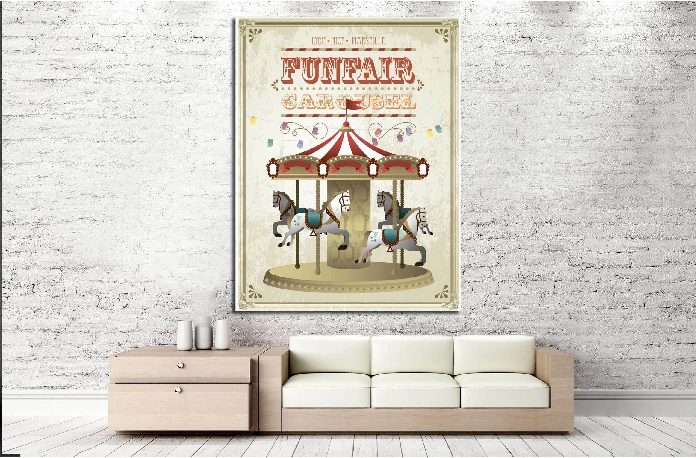 vintage carousel template vector №4572 Ready to Hang Canvas Print - Zellart Canvas Prints ALL_Products, s-4572