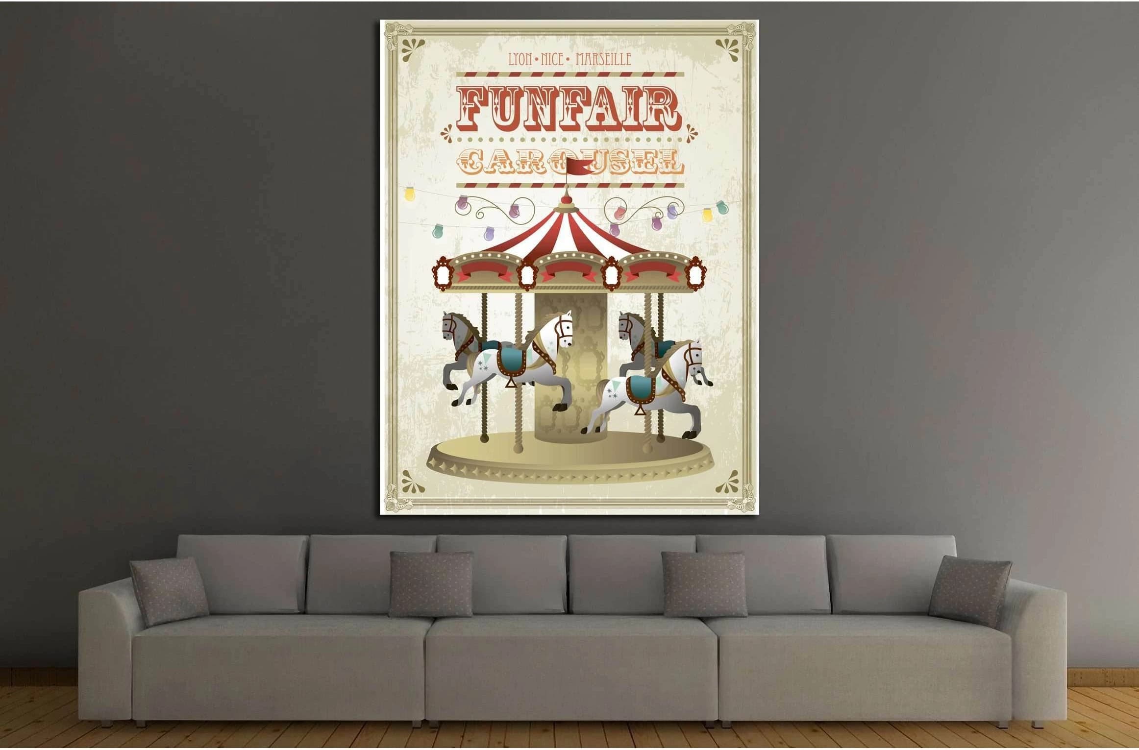 vintage carousel template vector №4572 Ready to Hang Canvas Print - Zellart Canvas Prints ALL_Products, s-4572