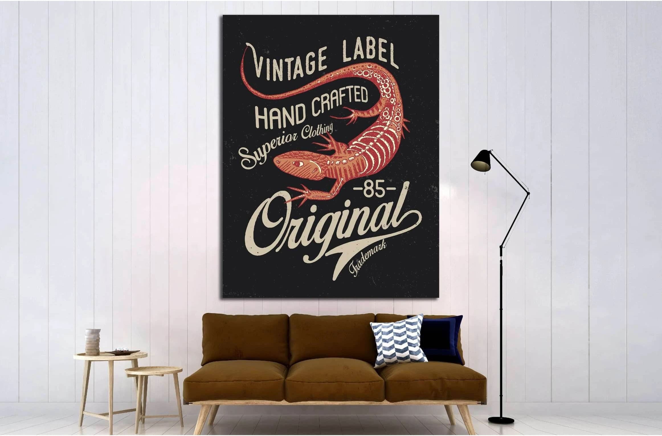 vintage label hand crafted №4588 Ready to Hang Canvas Print - Zellart Canvas Prints ALL_Products, s-4588