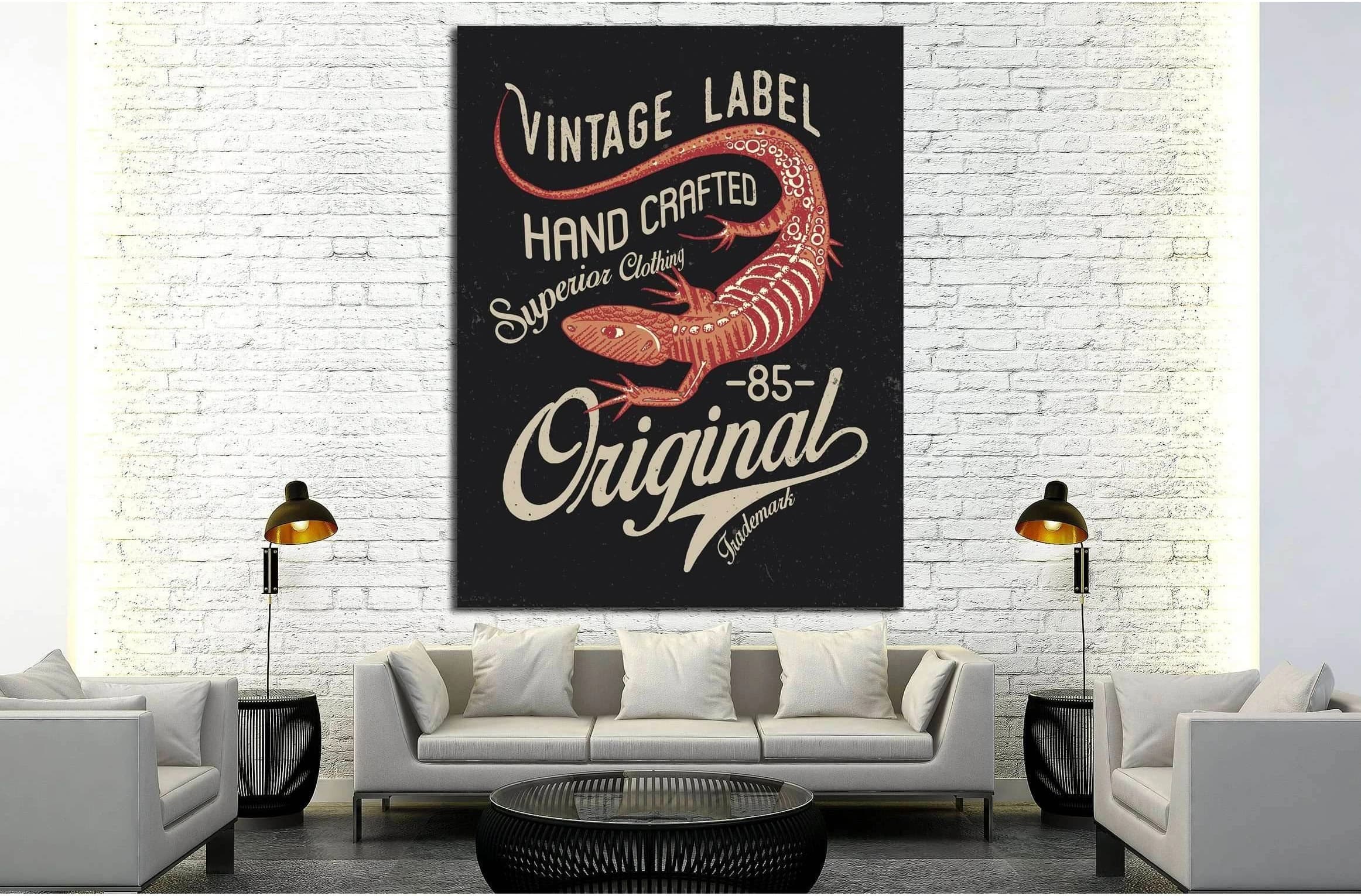 vintage label hand crafted №4588 Ready to Hang Canvas Print - Zellart Canvas Prints ALL_Products, s-4588