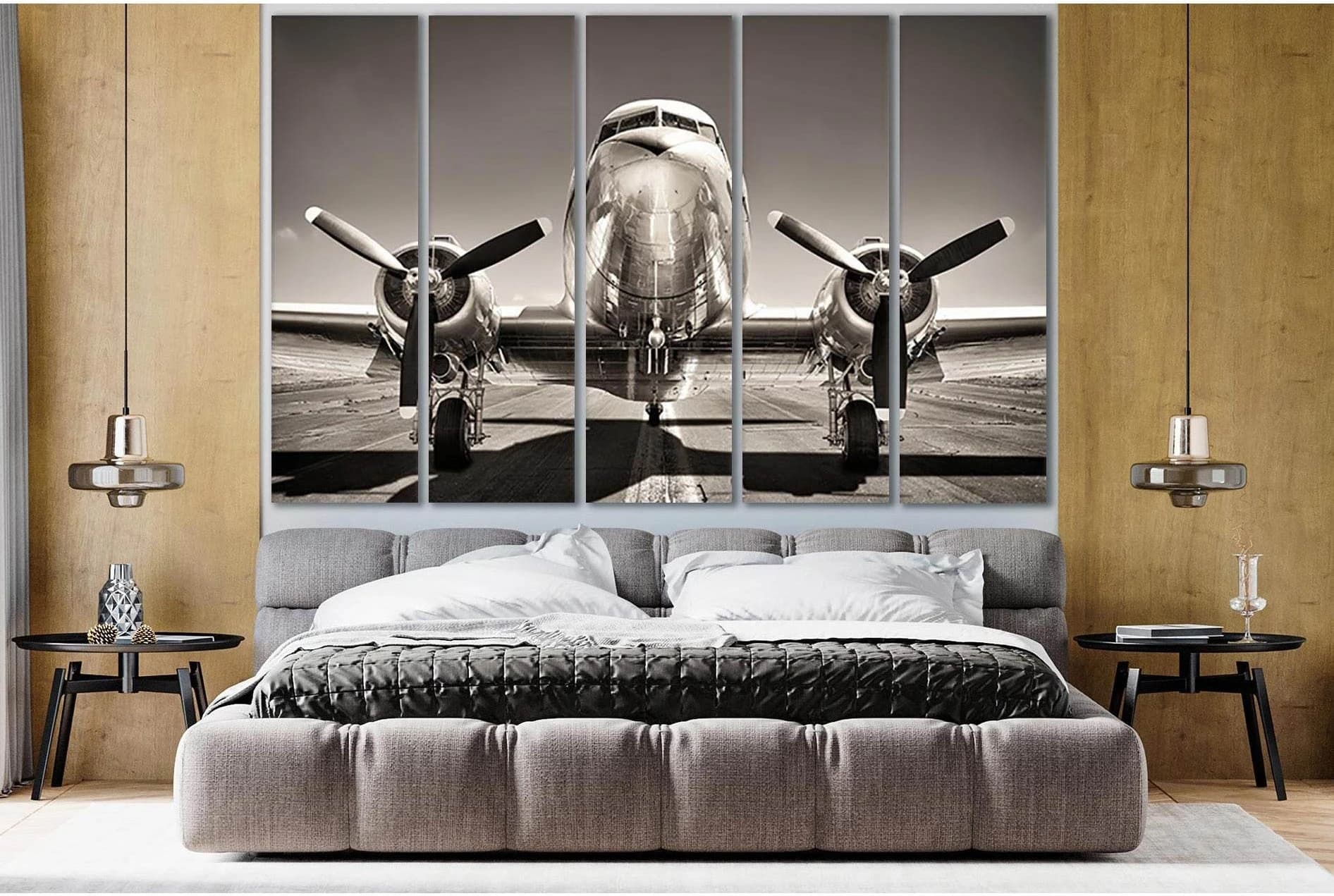 Vintage Plane On Runway №SL739 Ready to Hang Canvas Print - Zellart Canvas Prints 0new, ALL_Products, Engine, Engines Wall Art