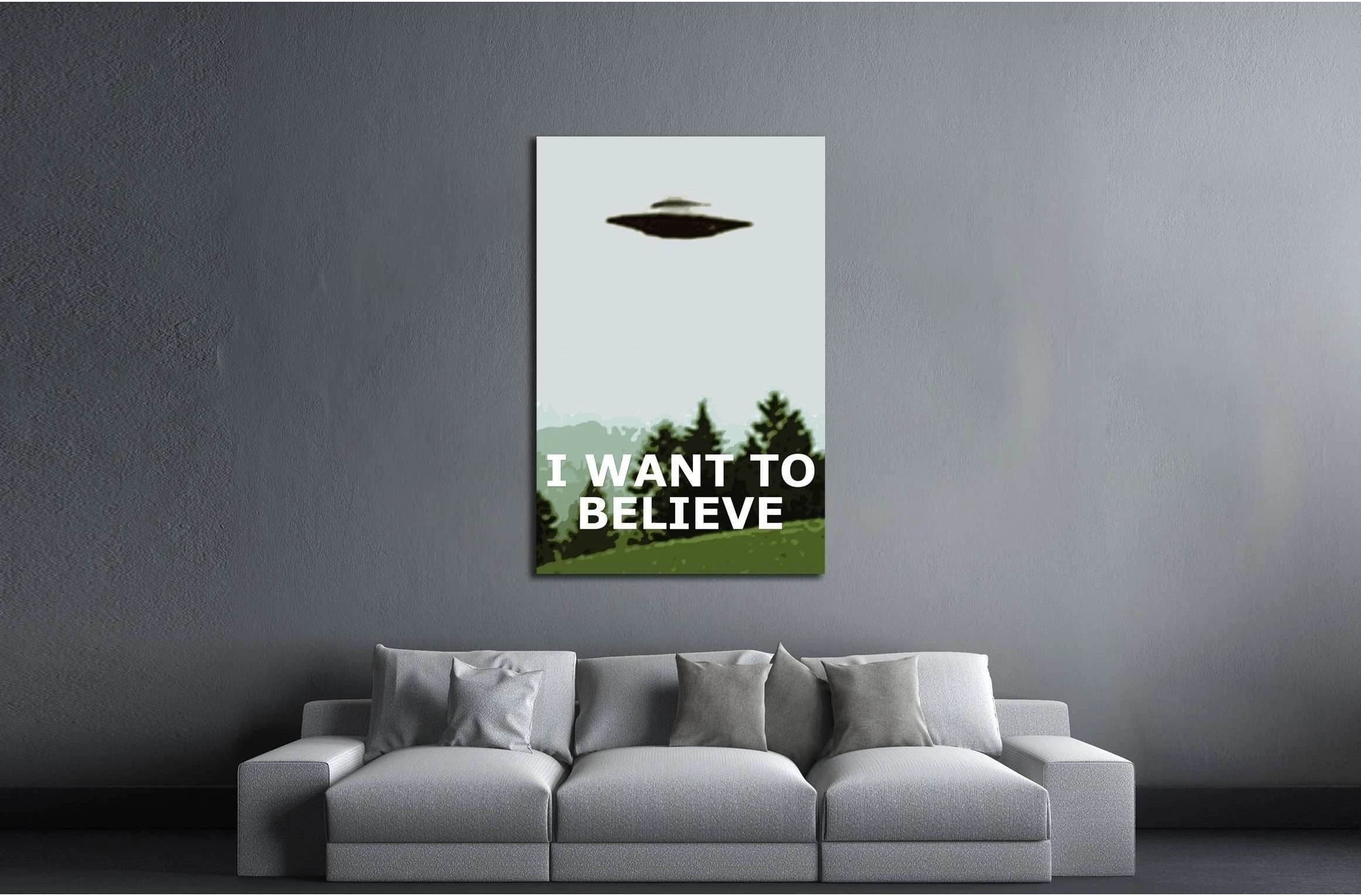 want to believe x files poster (Eugenia Loli) №3393 Ready to Hang Canvas Print - Zellart Canvas Prints 000Negative, ALL_Products, autopostr_pinterest_64952, s-3393