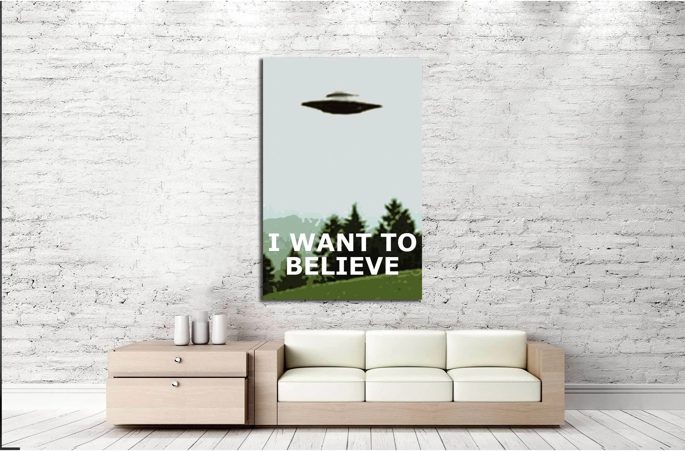 want to believe x files poster (Eugenia Loli) №3393 Ready to Hang Canvas Print - Zellart Canvas Prints 000Negative, ALL_Products, autopostr_pinterest_64952, s-3393