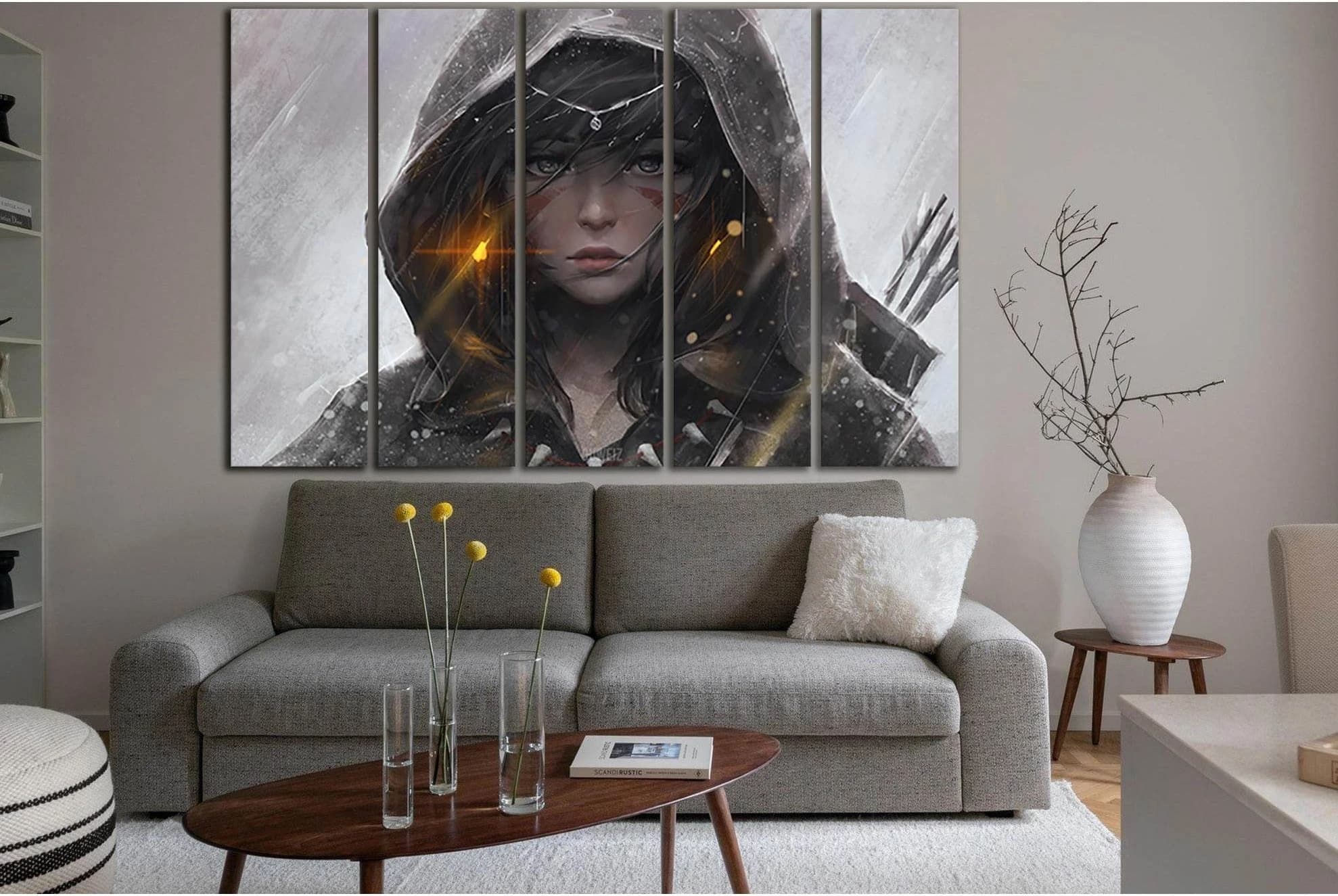 Warrior Girl In Hood №SL1279 Ready to Hang Canvas Print - Zellart Canvas Prints 0new, ALL_Products, Fantasy And Sci Fi Wall Art